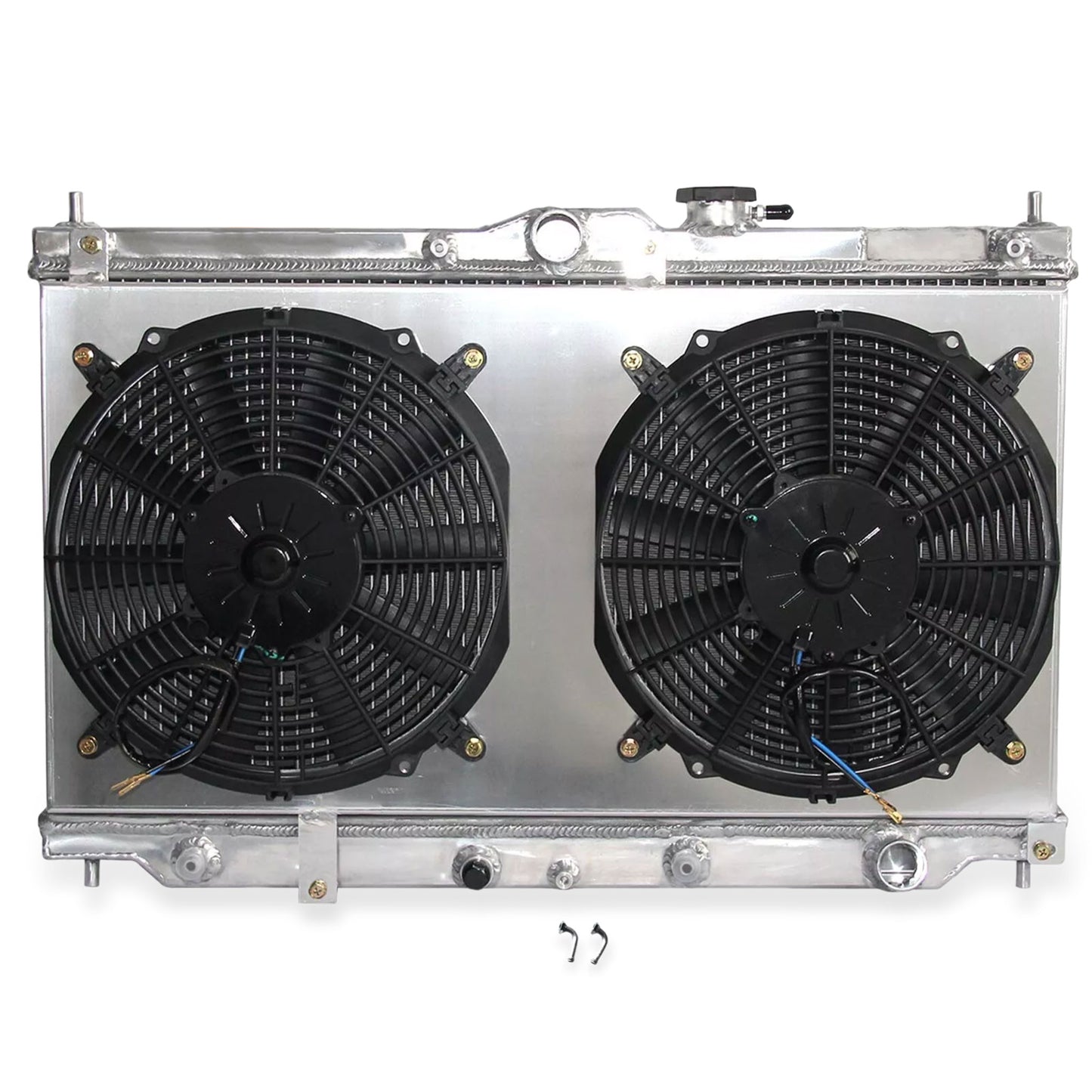 Aluminum radiator and fan shroud front view for Honda Prelude/Accord 1990-1996 2Row AT MT