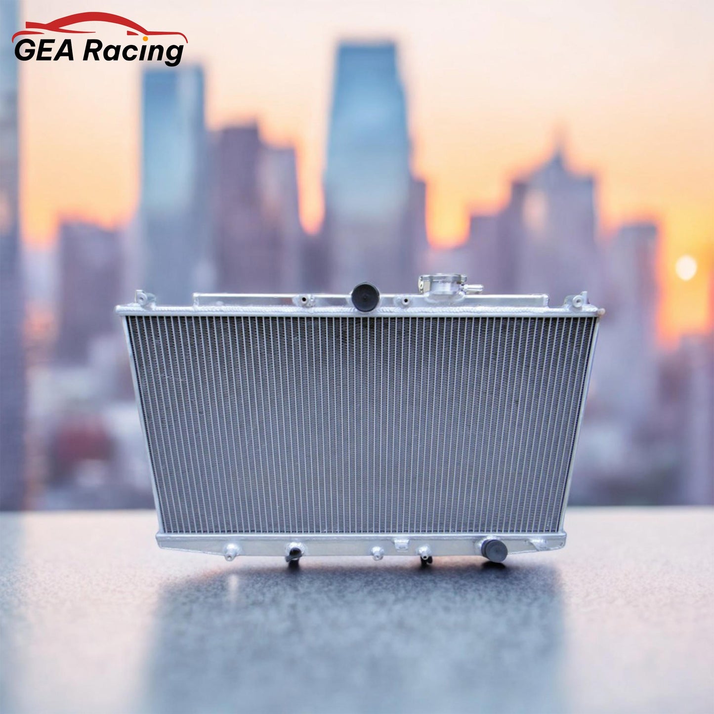A 2-row performance aluminum radiator installed in a Honda Accord SIR-T (CF4) engine bay, a key JDM performance upgrade.