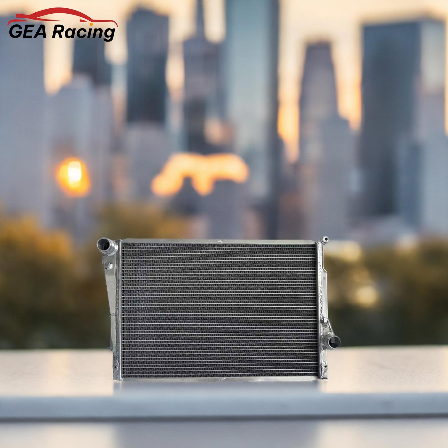 A 3-row aluminum radiator professionally installed in a BMW E46 M3 engine bay, the ultimate cooling solution for the S54 engine.