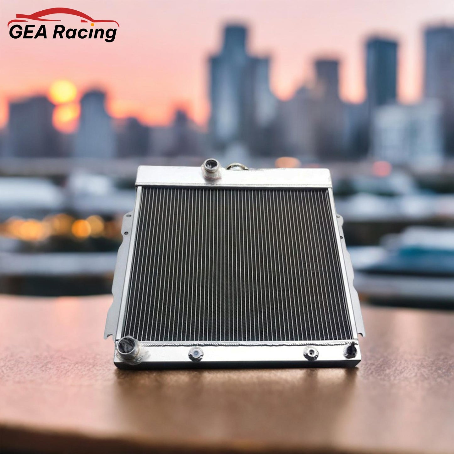 A 3-row performance aluminum radiator installed in a 1969 Dodge Charger V8 engine bay, a crucial upgrade for any muscle car.