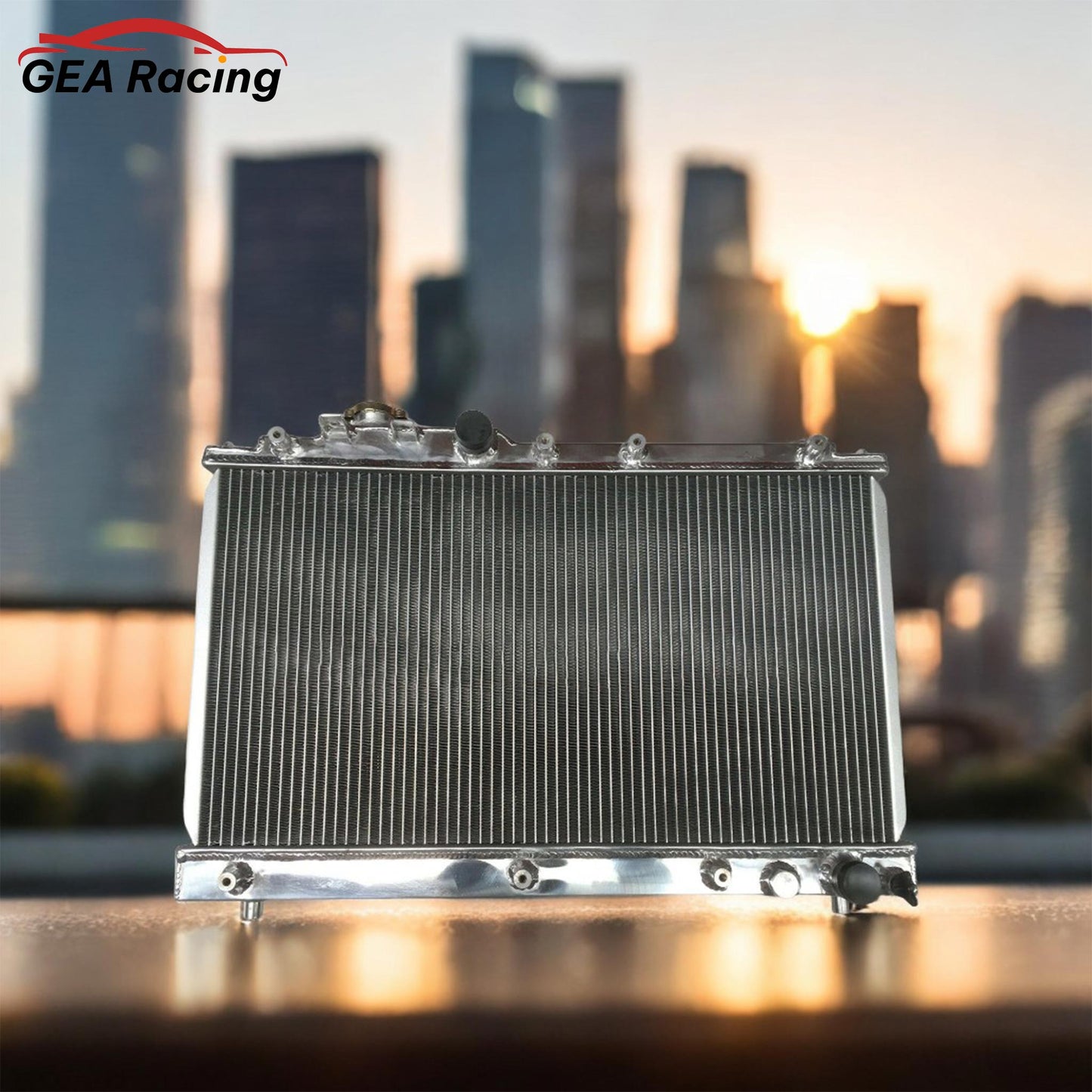 A performance aluminum radiator installed in a Toyota Celica ST205 GT-Four engine bay, an essential upgrade for any 3S-GTE.