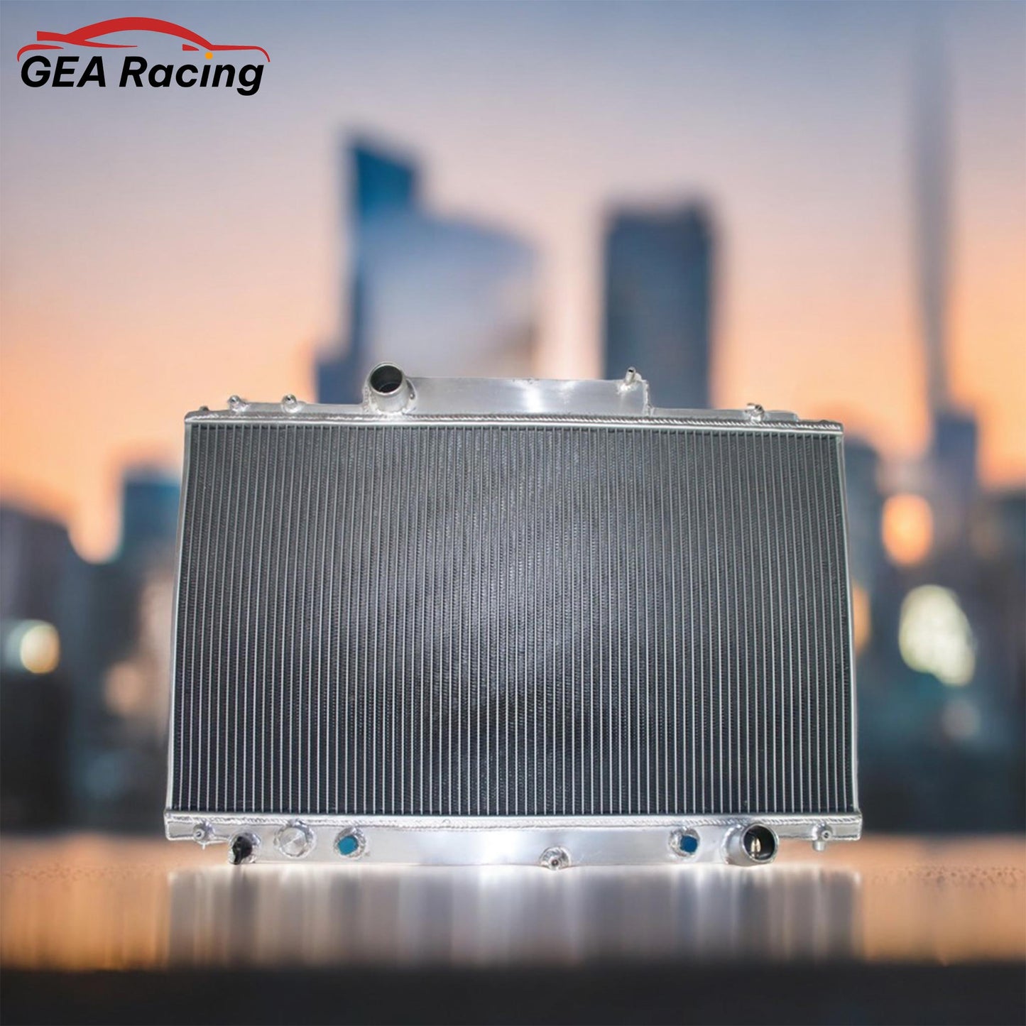 A performance aluminum radiator installed in a clean Lexus SC400 1UZ-FE V8 engine bay, a vital upgrade for this luxury coupe.