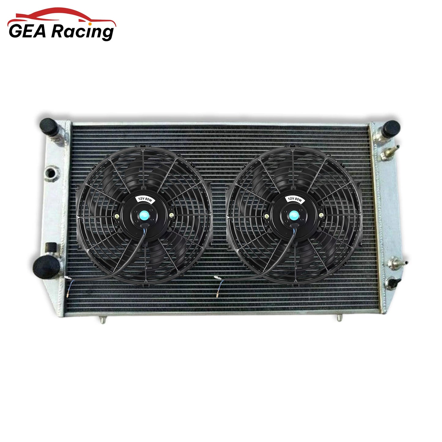 Complete cooling solution: 3-row aluminum radiator with a custom-fit fan shroud and high-flow fans for a 1976-1996 Jaguar XJS V12.