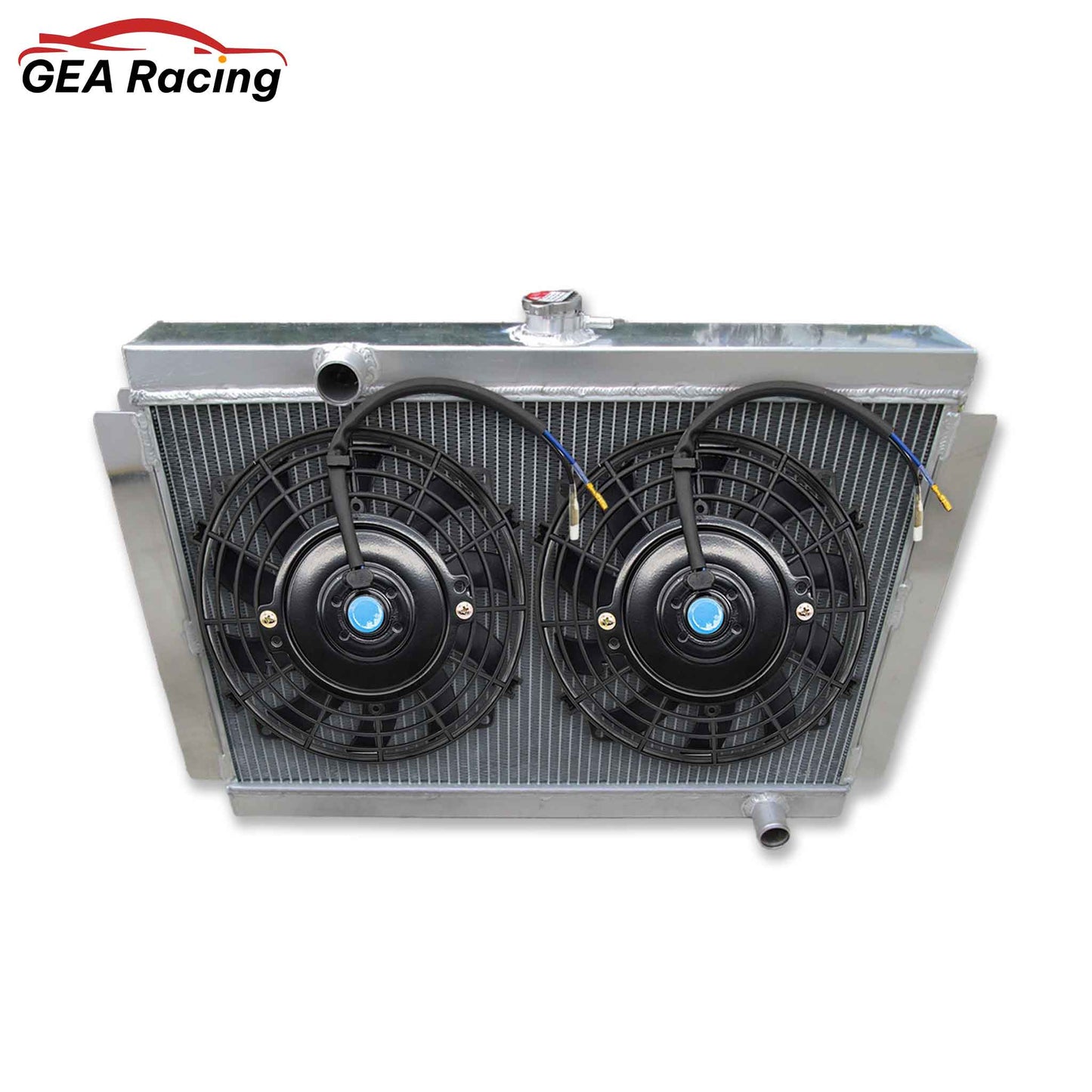 Left side profile of the performance aluminum radiator for Nissan 280ZX S130 and 280Z S30 models, highlighting the robust, fully welded end tank and coolant inlet port.