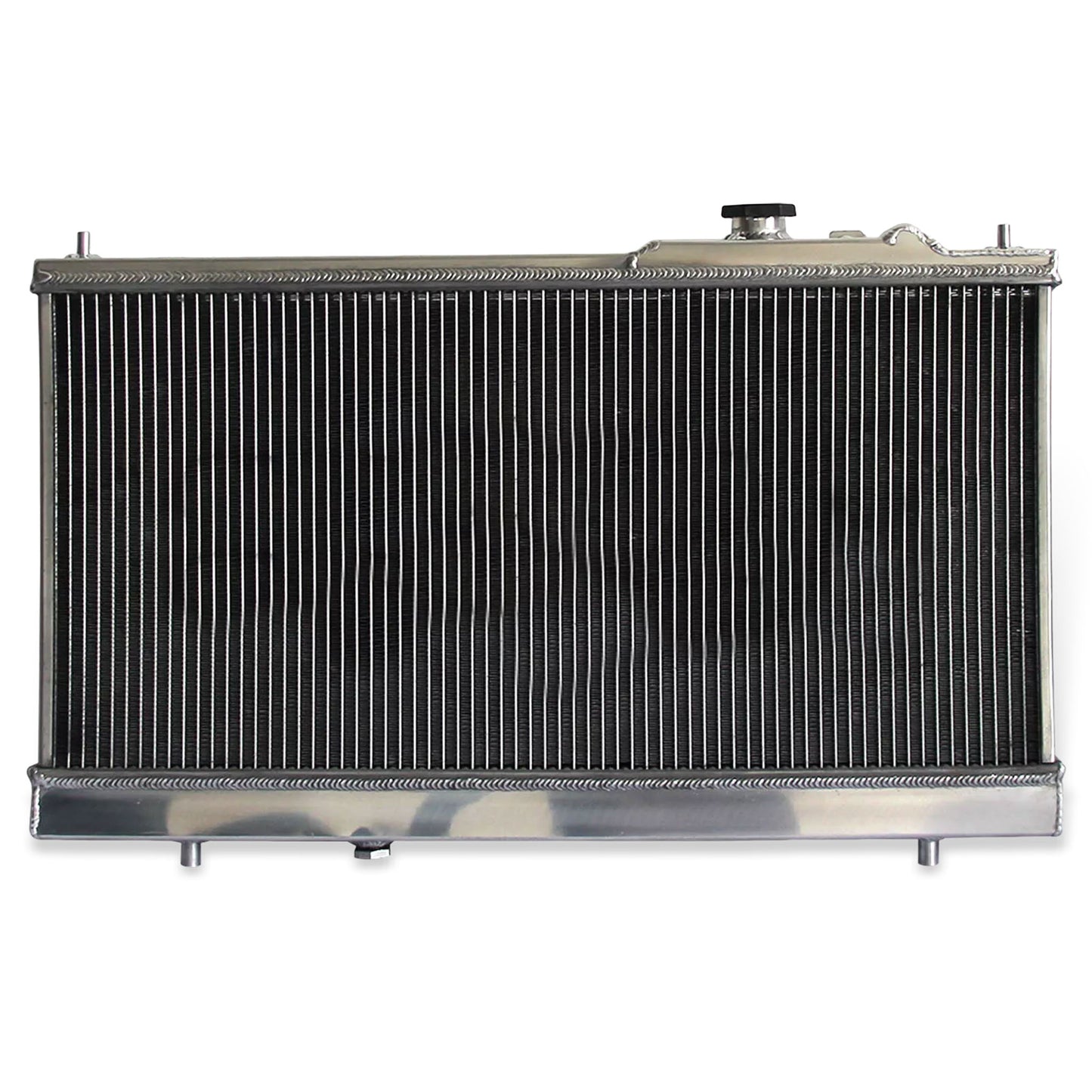 Aluminum radiator fan shroud 2-row back view Mazda Protege (1999-2003) Pressure Tested