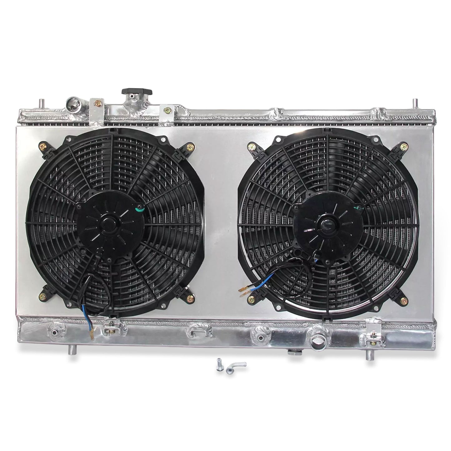 Aluminum radiator fan shroud 2-row front mounting points Mazda Protege (1999-2003) Direct Fit