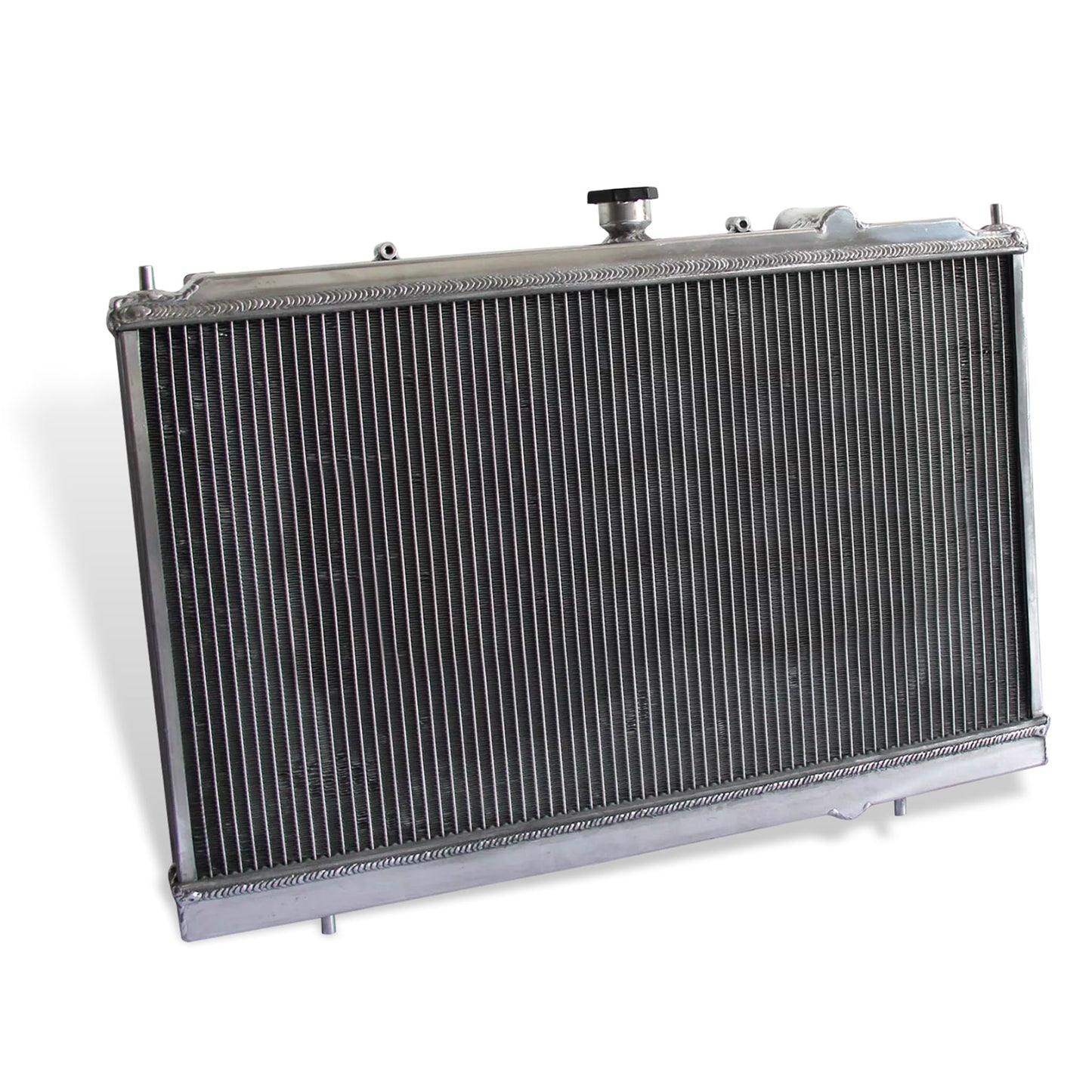 Aluminum radiator fan shroud 2-row back view Mitsubishi Mirage (1997-2002) Direct Fit