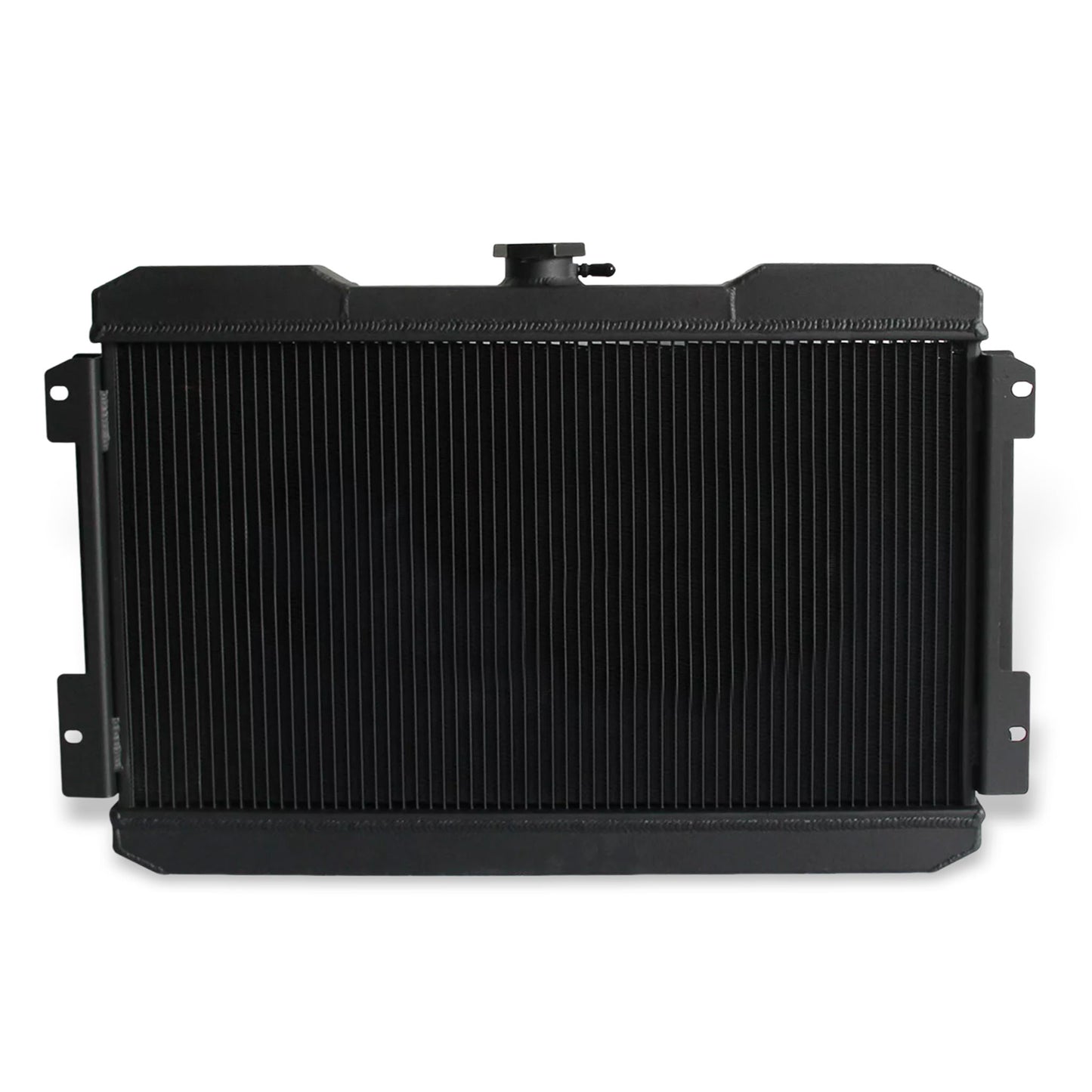 Aluminum black radiator 3-row back view Nissan 720 (1983-1986) Direct Fit