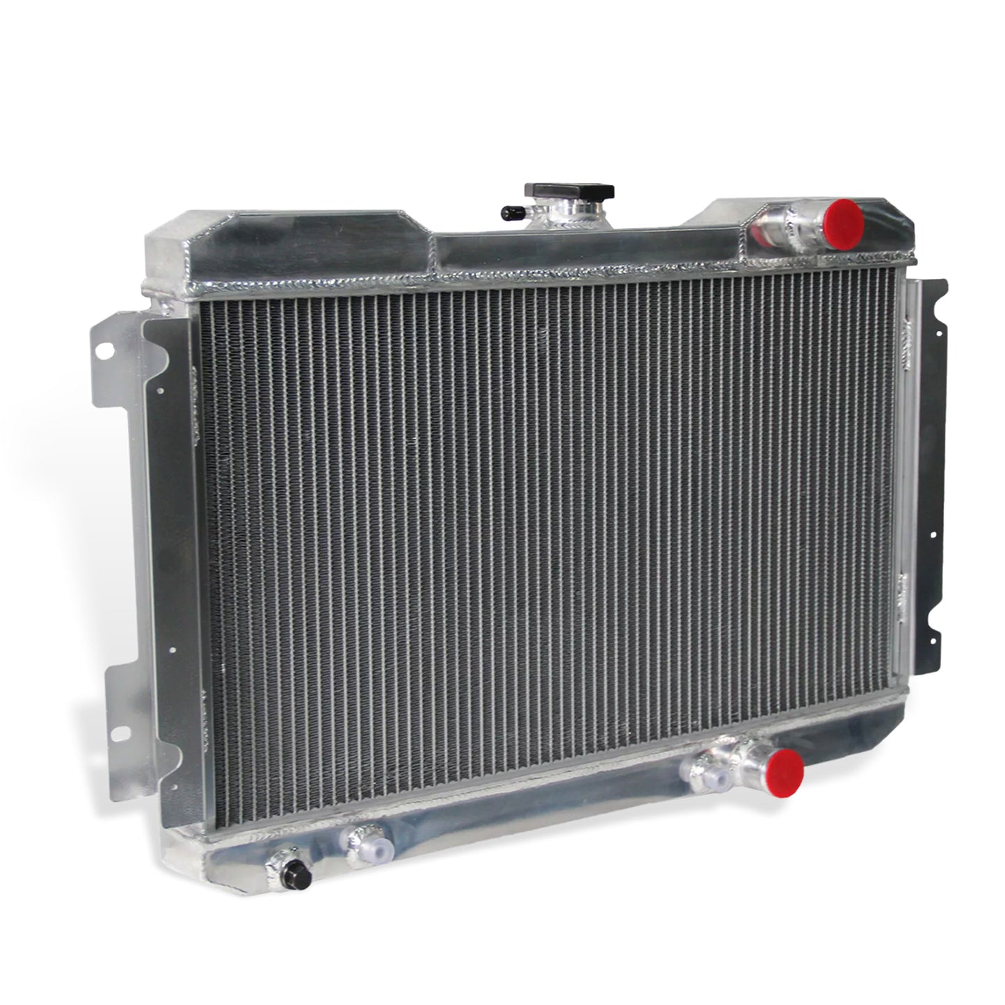 Aluminum radiator 3-row left side view Nissan 720 (1983-1986) OEM Mounts