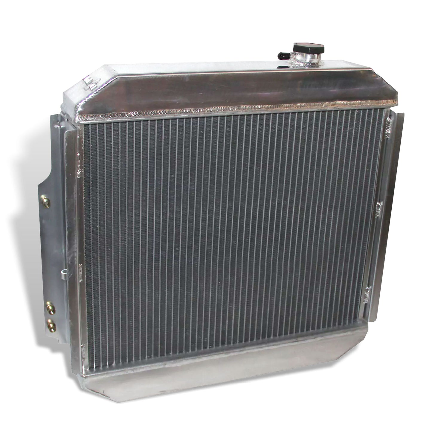 Aluminum forklift radiator 3-row back rear left view Nissan Forklift A10/A25/H20 (1988-1992) Pressure Tested