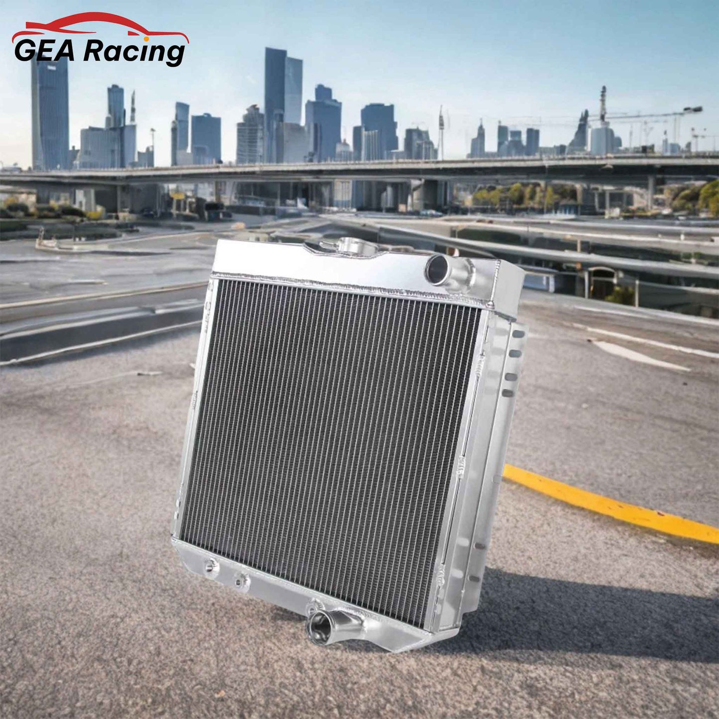 1962-1972 Ford Galaxie 500 390 FE V8 Engine Bay - Direct Bolt-On 3-Row Aluminum Radiator (AT/MT Compatible for Country Squire & Falcon)