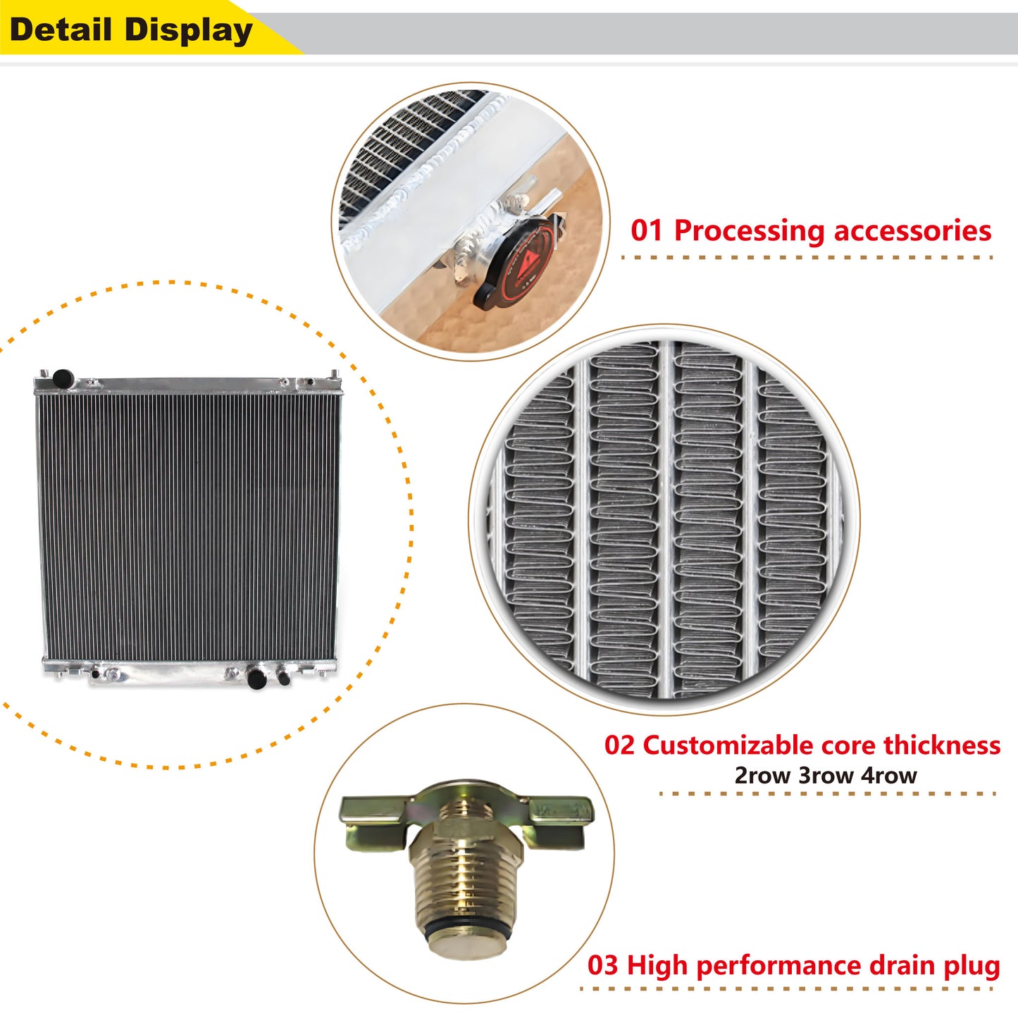 Powder-Coated Radiator Welded Seam Detail 1998-2005 Ford Super Duty 6.8L V10 Diesel