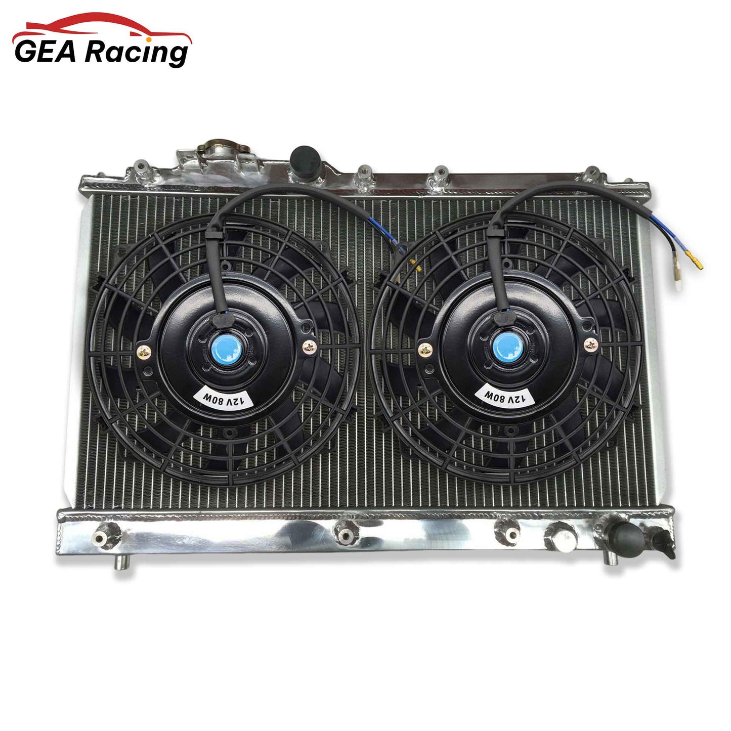 The complete aluminum radiator and fan shroud kit for the Celica ST205 GT-Four, featuring dual slim fans for maximum cooling on street and track.