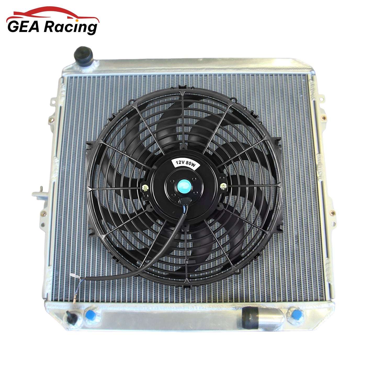 The optional aluminum radiator and fan shroud kit for the Toyota Hilux Surf LN130, with a high-performance electric fan for superior cooling.