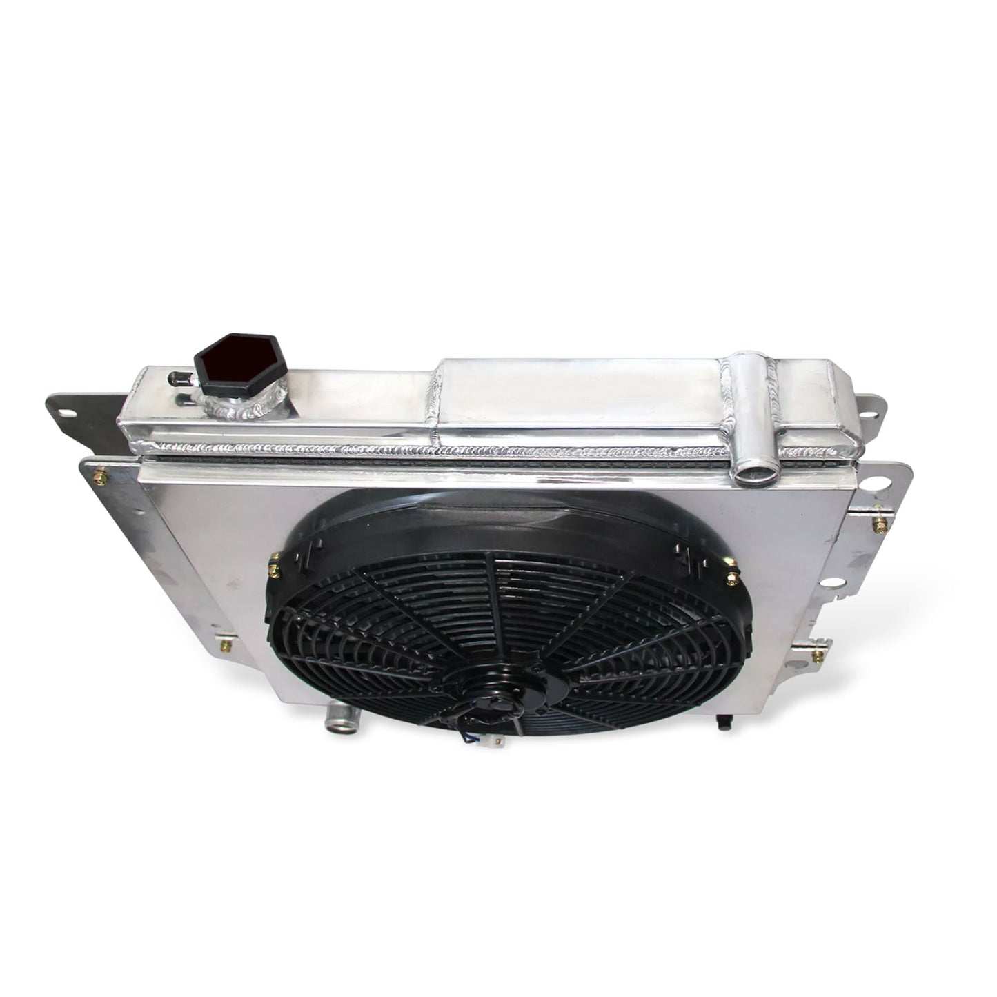 Aluminum Radiator Fan Shroud top view Wrangler YJ/TJ (1987-2006) 4.0L/2.4L L4/L6 3 Row OEM Mounts