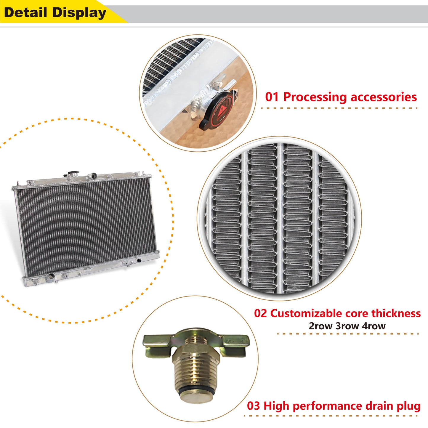 Aluminum Radiator detail view Accord (1998-2002) / TL (1999-2001) 3.0L/3.2L V6 Pressure Tested