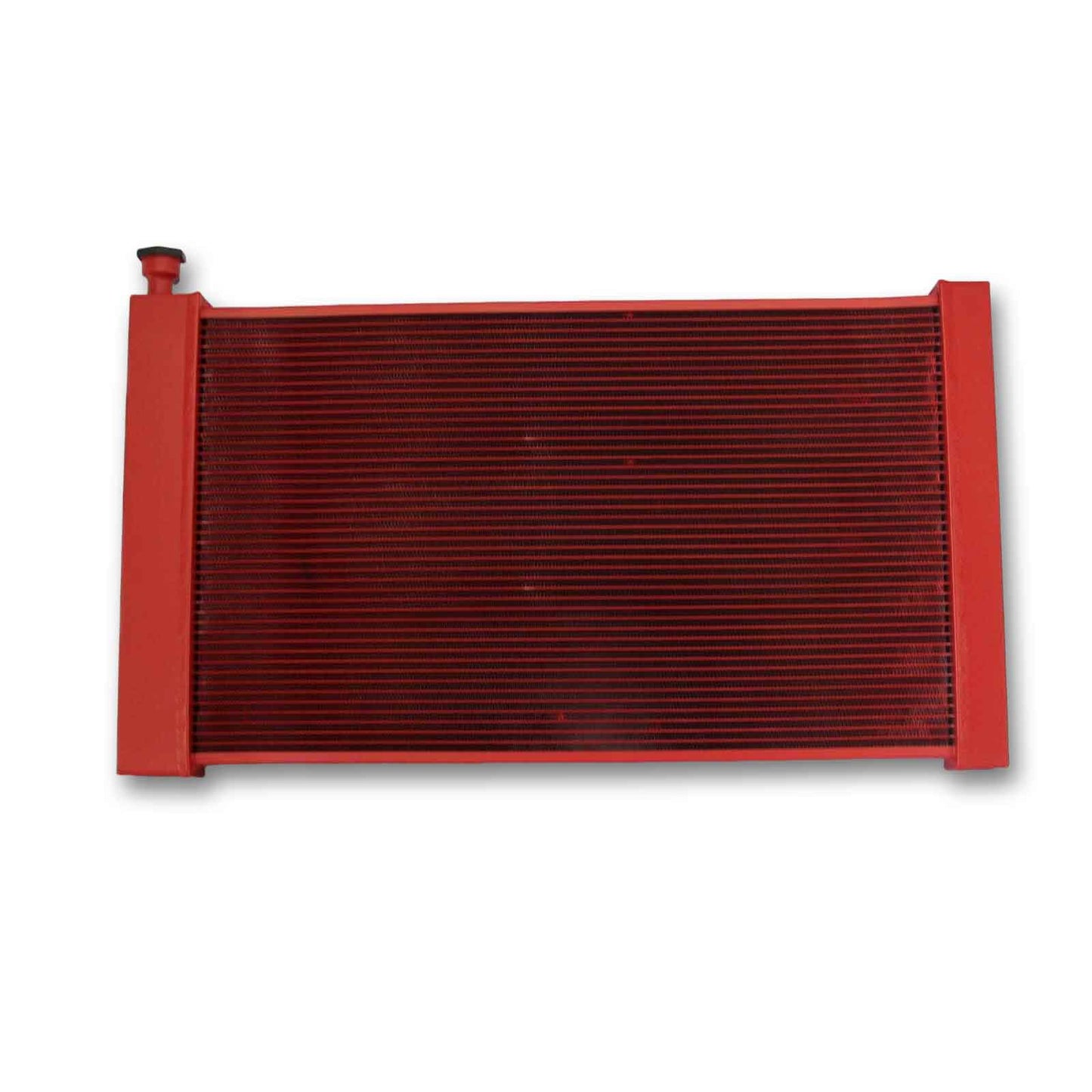 Rear view of the Red Aluminum Radiator for 88-98 Chevy GMC trucks, showing the durable construction and AT/MT transmission cooler ports.