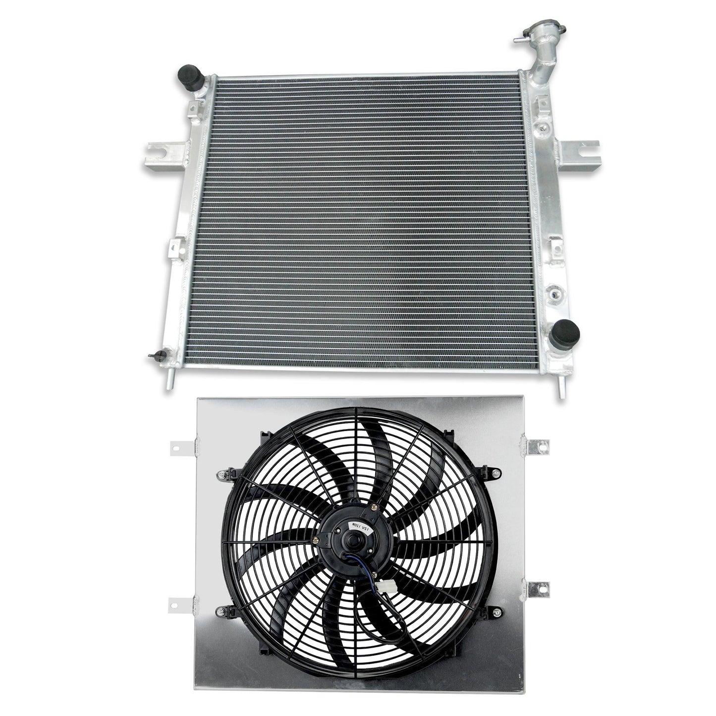 Right side view of the AT/MT compatible aluminum radiator designed for the Jeep Grand Cherokee 4.7L V8, showcasing the precise engineering and build quality.