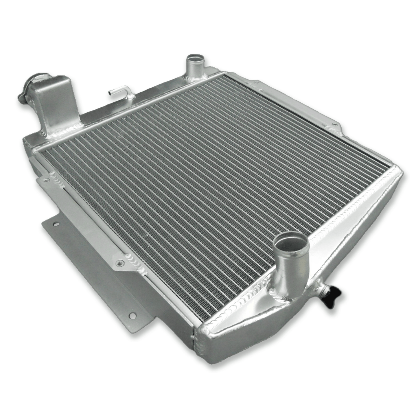 Right side of the lightweight 3-row radiator for the Datsun Sports 2000, showcasing its efficient core for superior cooling.