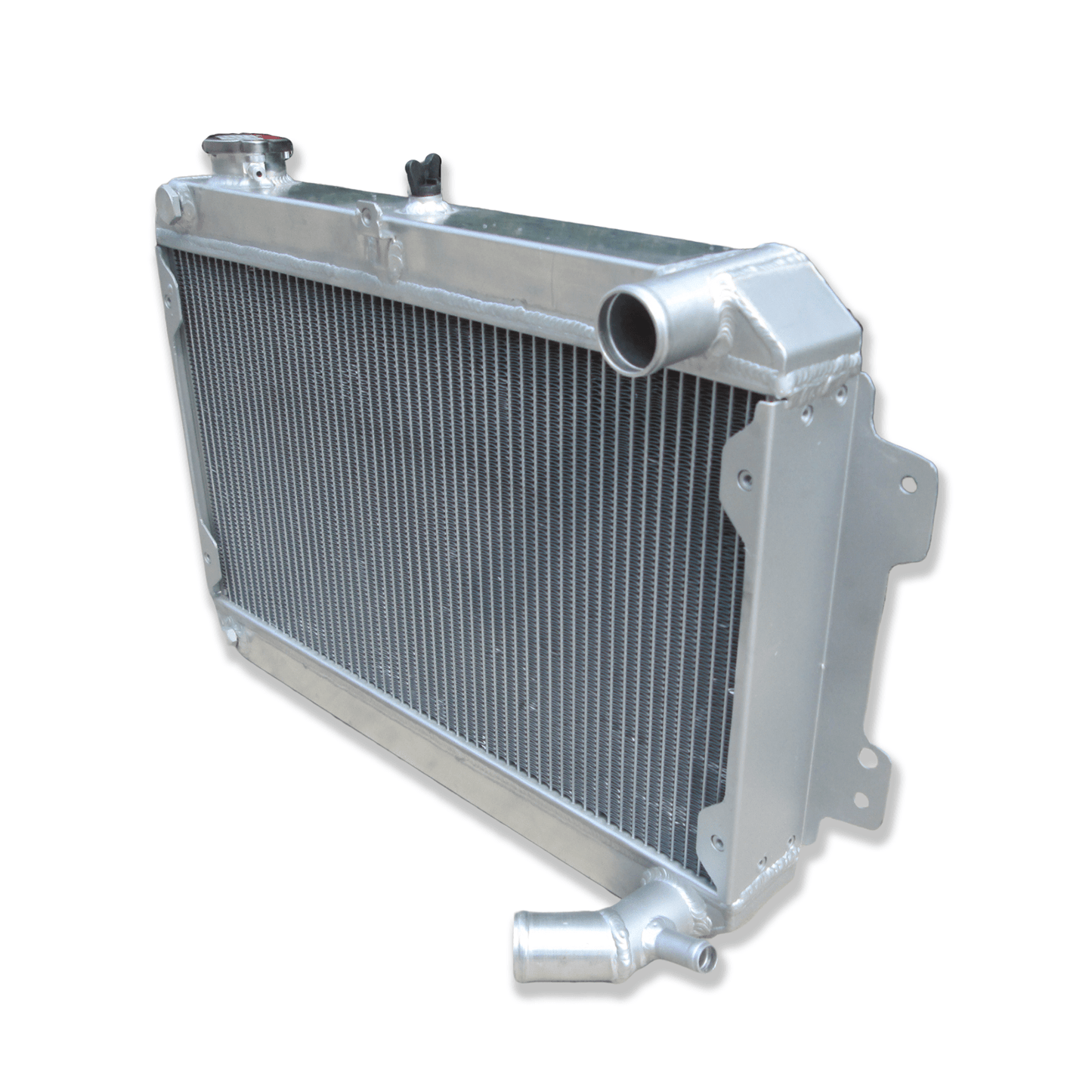 Right side of the MT radiator for the first-generation Mazda RX-7 (79-85), showcasing its lightweight and high-efficiency design for classic rotary cars.