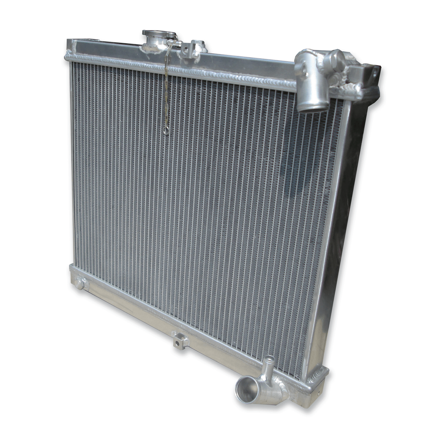 Right side of the lightweight 3-row MT radiator for the RX-7 FC3S, showcasing its efficient core for superior rotary cooling.