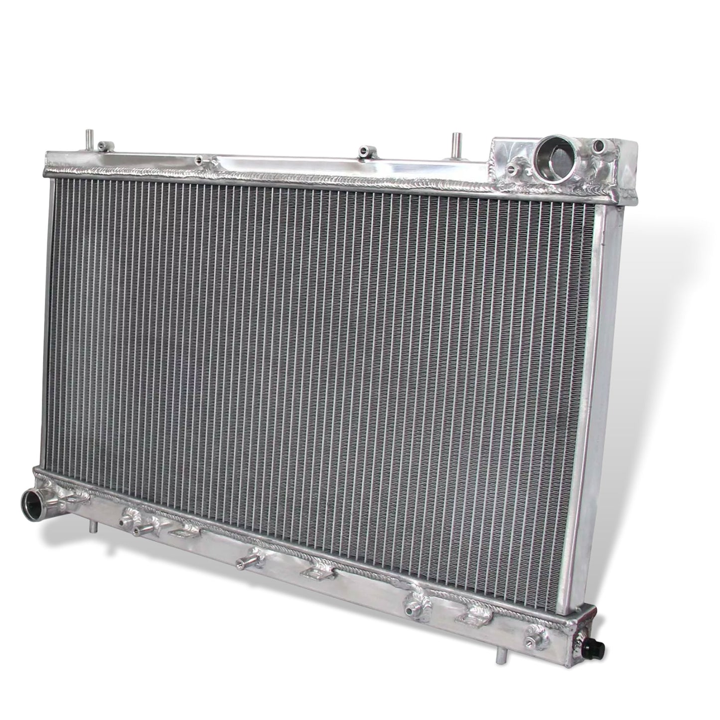 Aluminum radiator 2-row right side view Subaru Forester Turbocharged SG5 (2004-2005) OEM Mounts