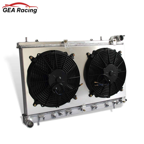 Aluminum radiator fan shroud 2-row left side view Subaru Forester XT (2004-2005) Direct Fit