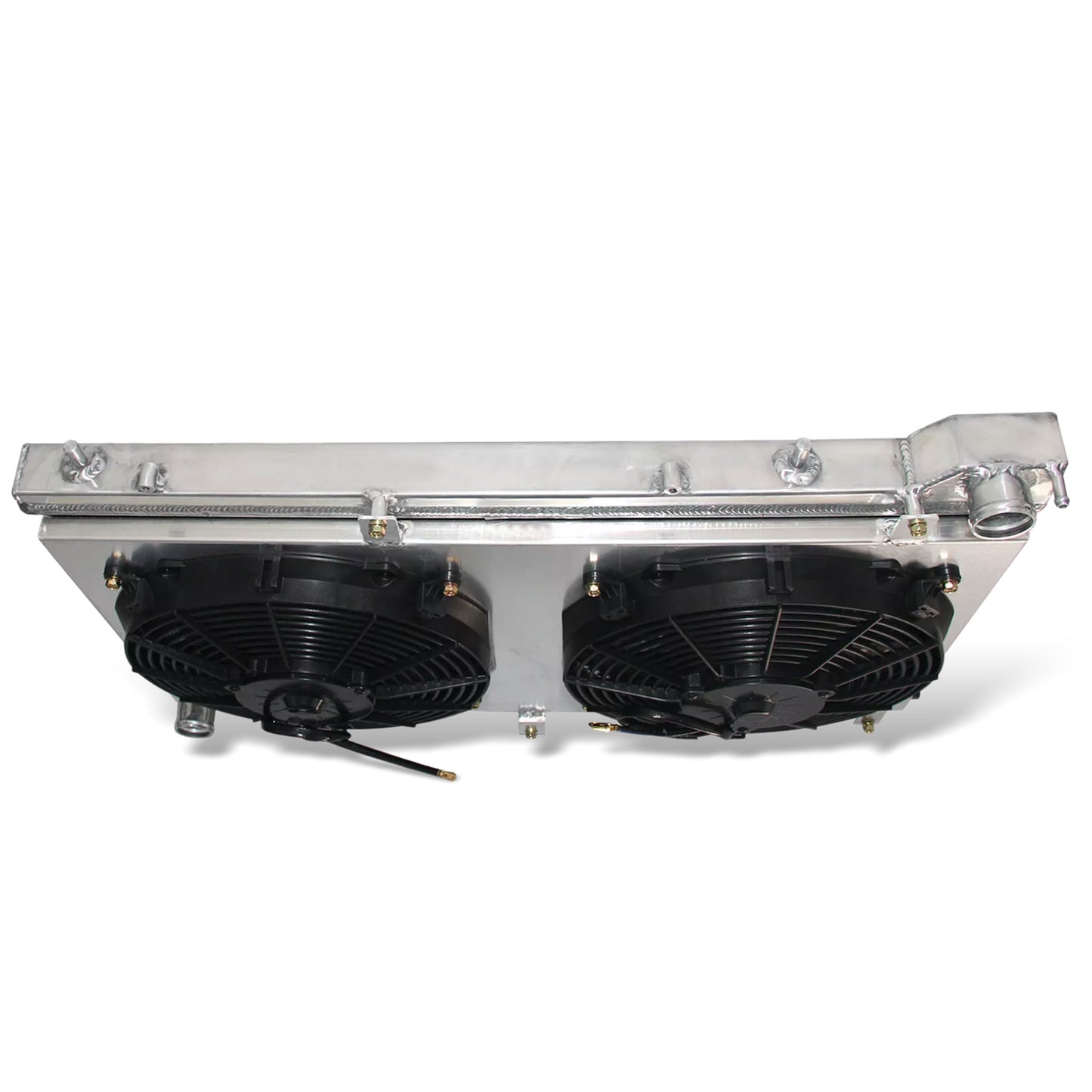 Aluminum radiator fan shroud 2-row top rear view Subaru Forester XT (2004-2005) OEM Mounts