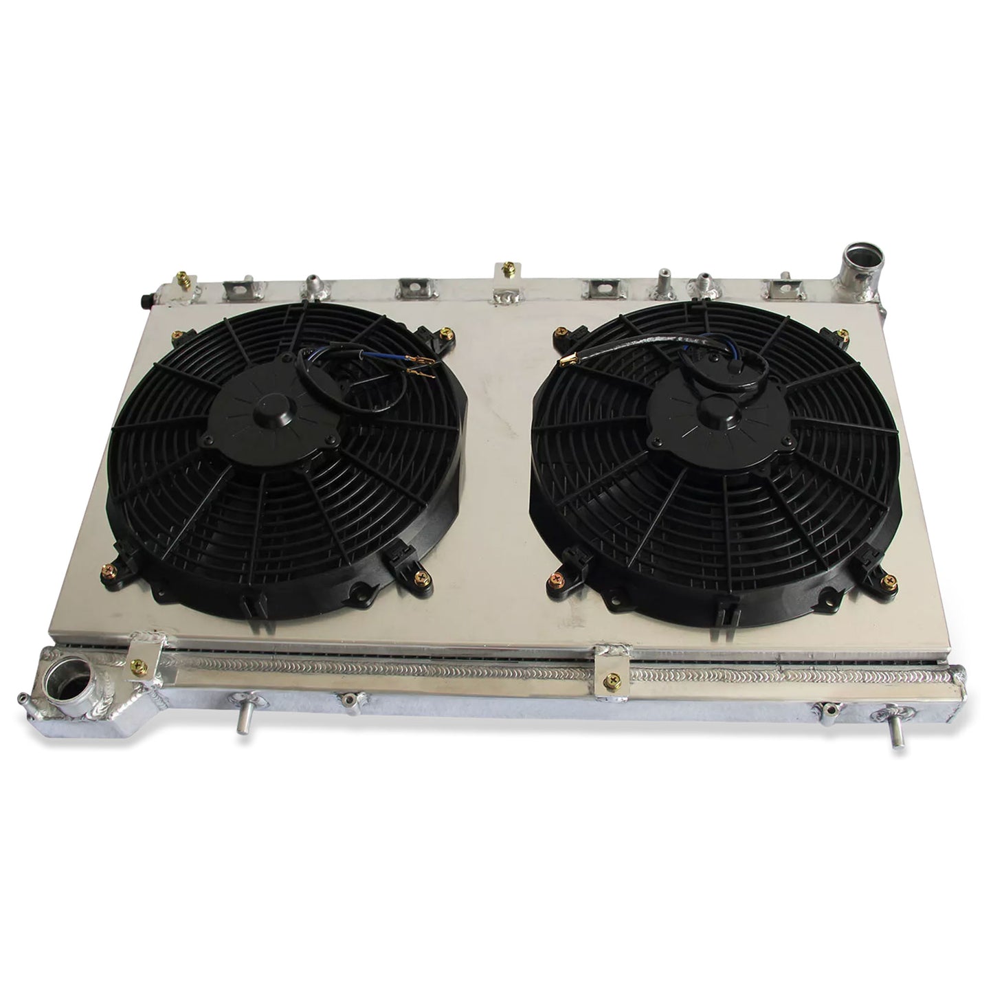 Aluminum radiator fan shroud 2-row top view Subaru Forester XT (2004-2005) Pressure Tested