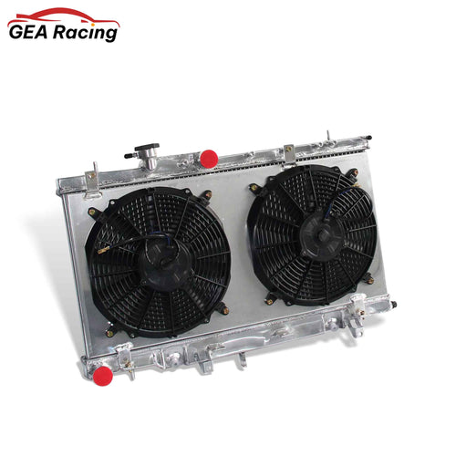 Aluminum radiator fan shroud 2-row left side view Subaru Impreza Saab Baja 9-2X (2003-2007) Pressure Tested
