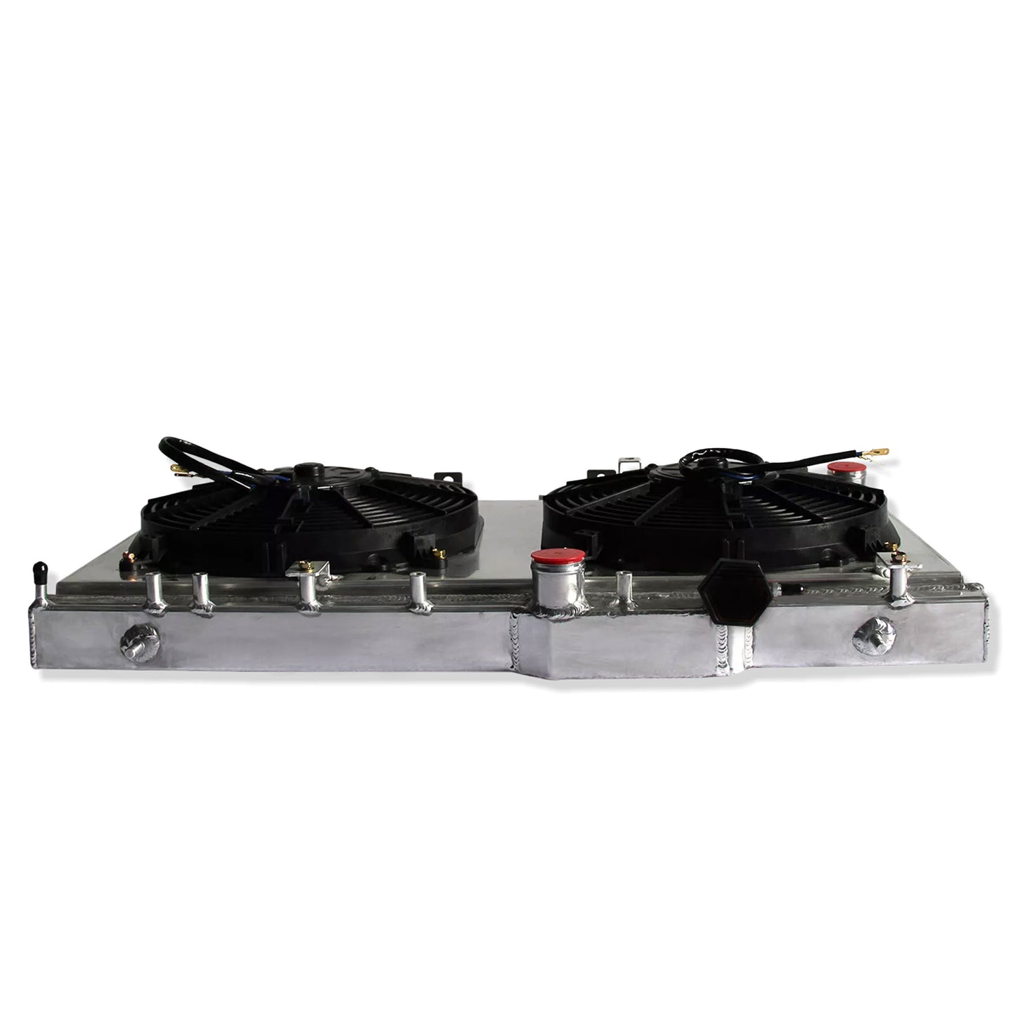 Aluminum radiator fan shroud 2-row top rear right view Subaru Impreza Saab Baja 9-2X (2003-2007) Pressure Tested