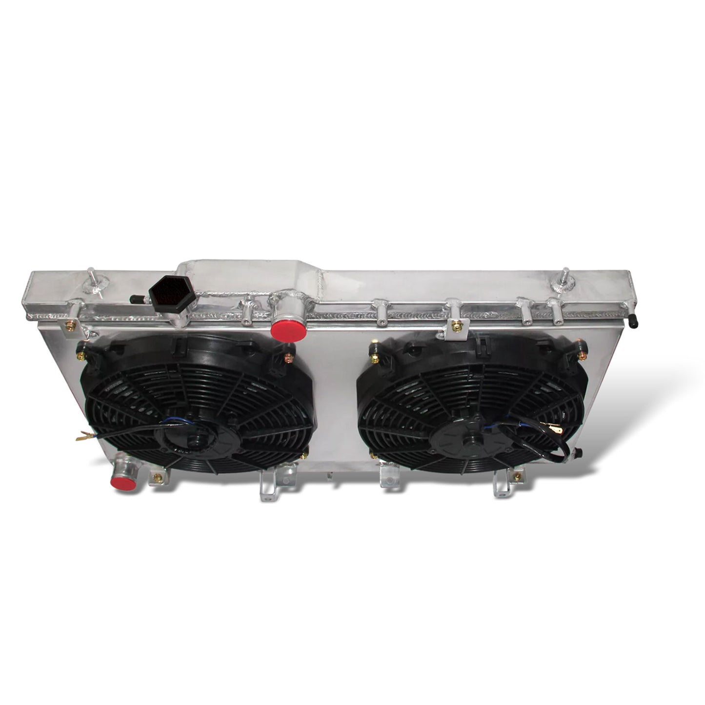 Aluminum radiator fan shroud 2-row top view Subaru Impreza Saab Baja 9-2X (2003-2007) Direct Fit