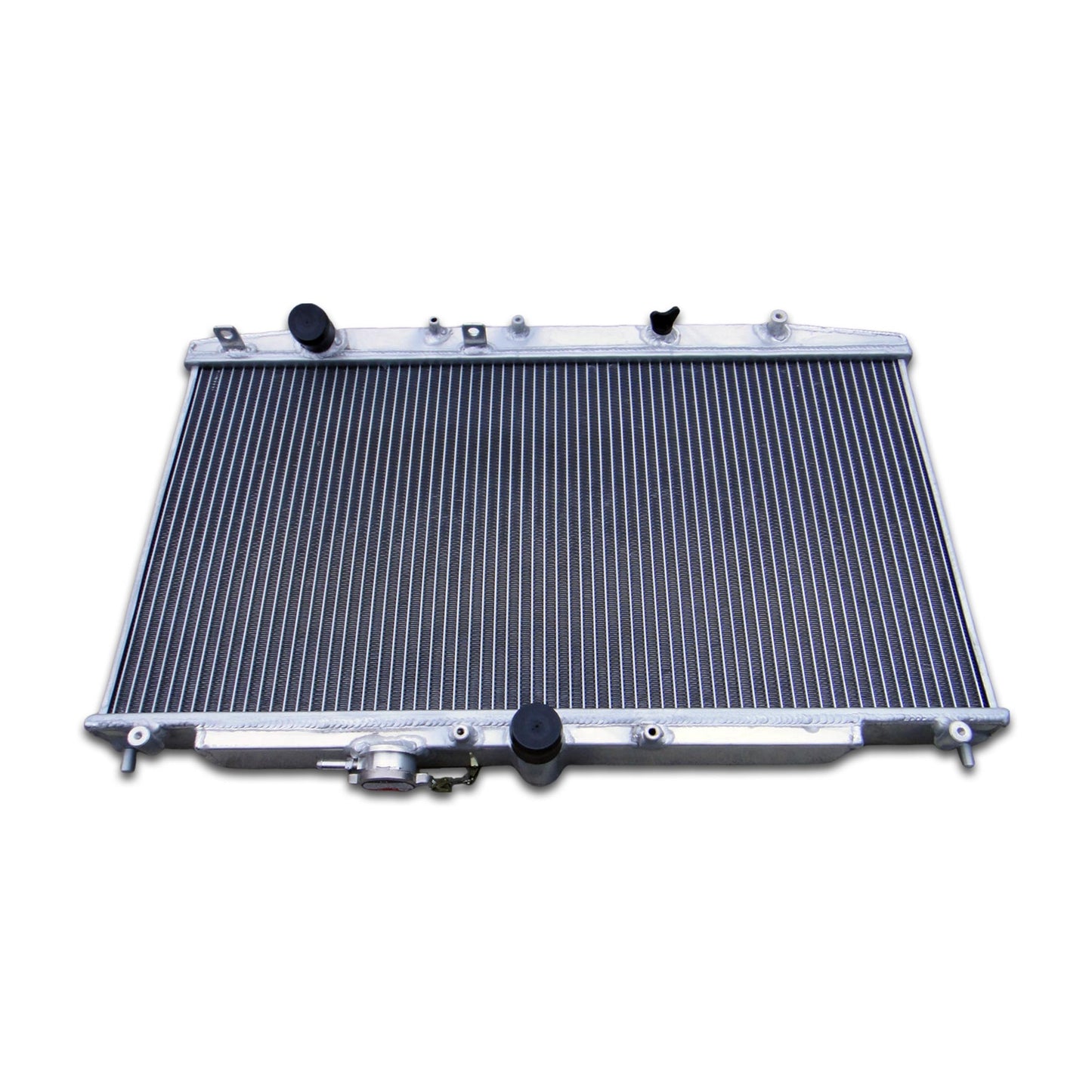 Top-down view of the 2-row radiator for the 1998-2002 Honda Accord CF4, displaying the high-pressure cap.