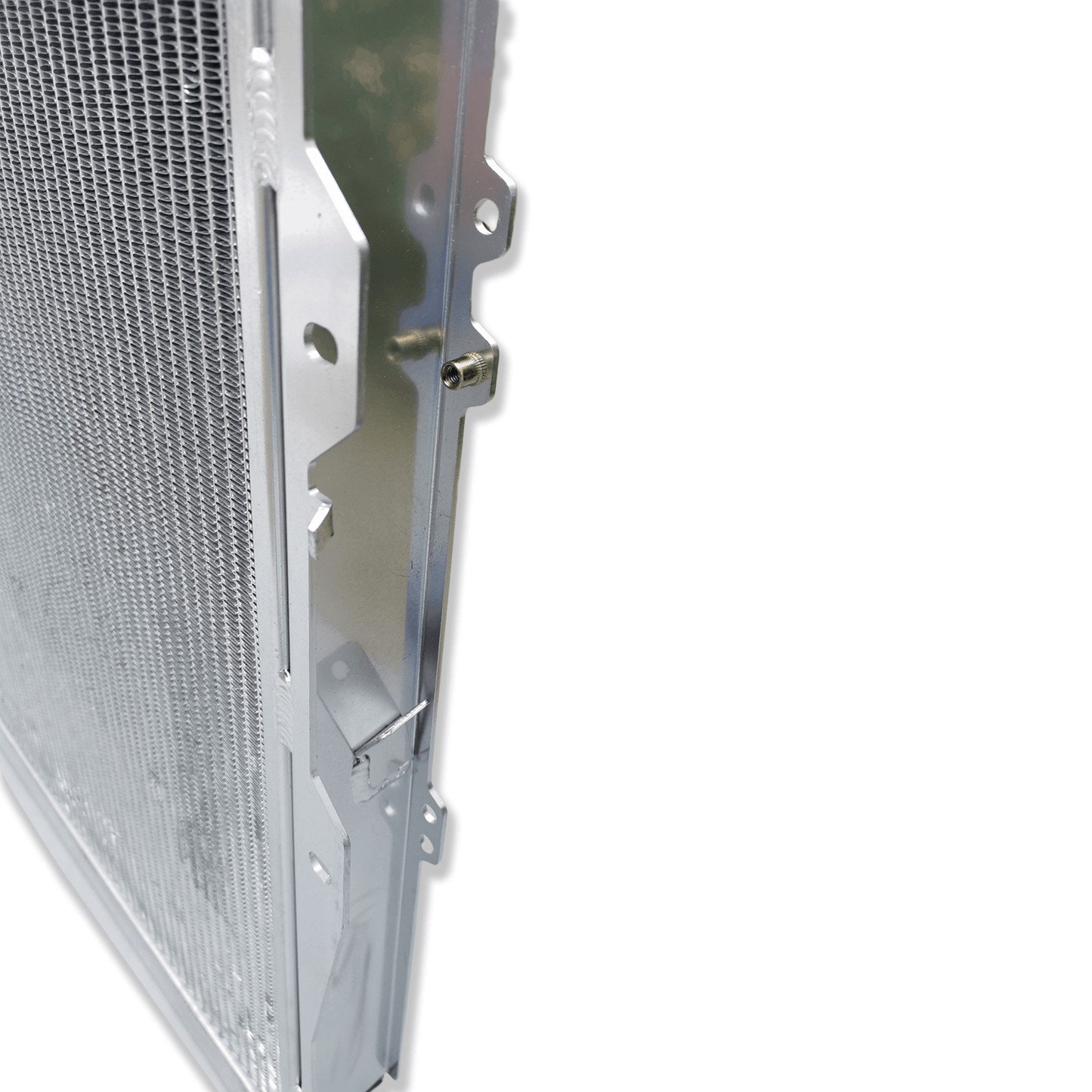 Top-down view of the 3-row radiator for the 4Runner 1KZ-TE, displaying the high-pressure cap and triple-core design.