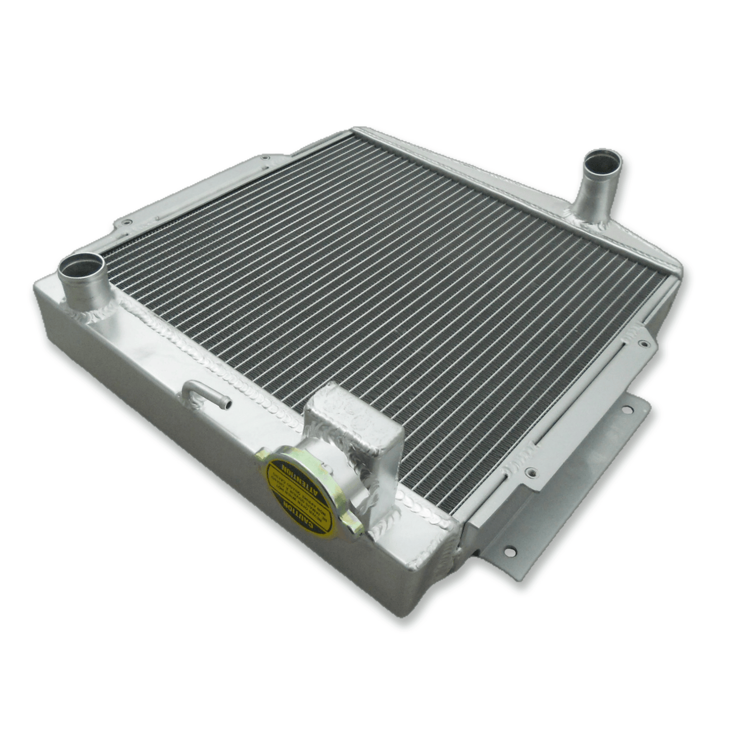 Top-down view of the 3-row radiator for the 1966-70 Datsun Roadster 2000, displaying the authentic-style filler neck and triple-core design.