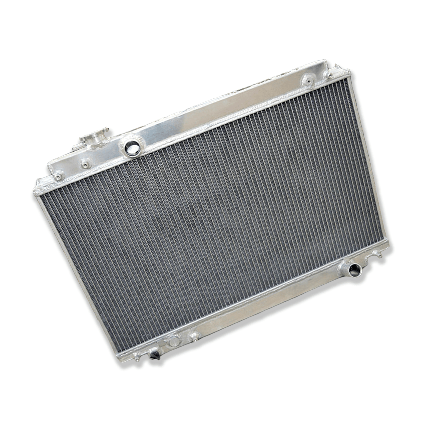Top-down view of the radiator for the 2JZ-GE powered SC300 and Soarer, displaying the high-pressure cap and upper tank.