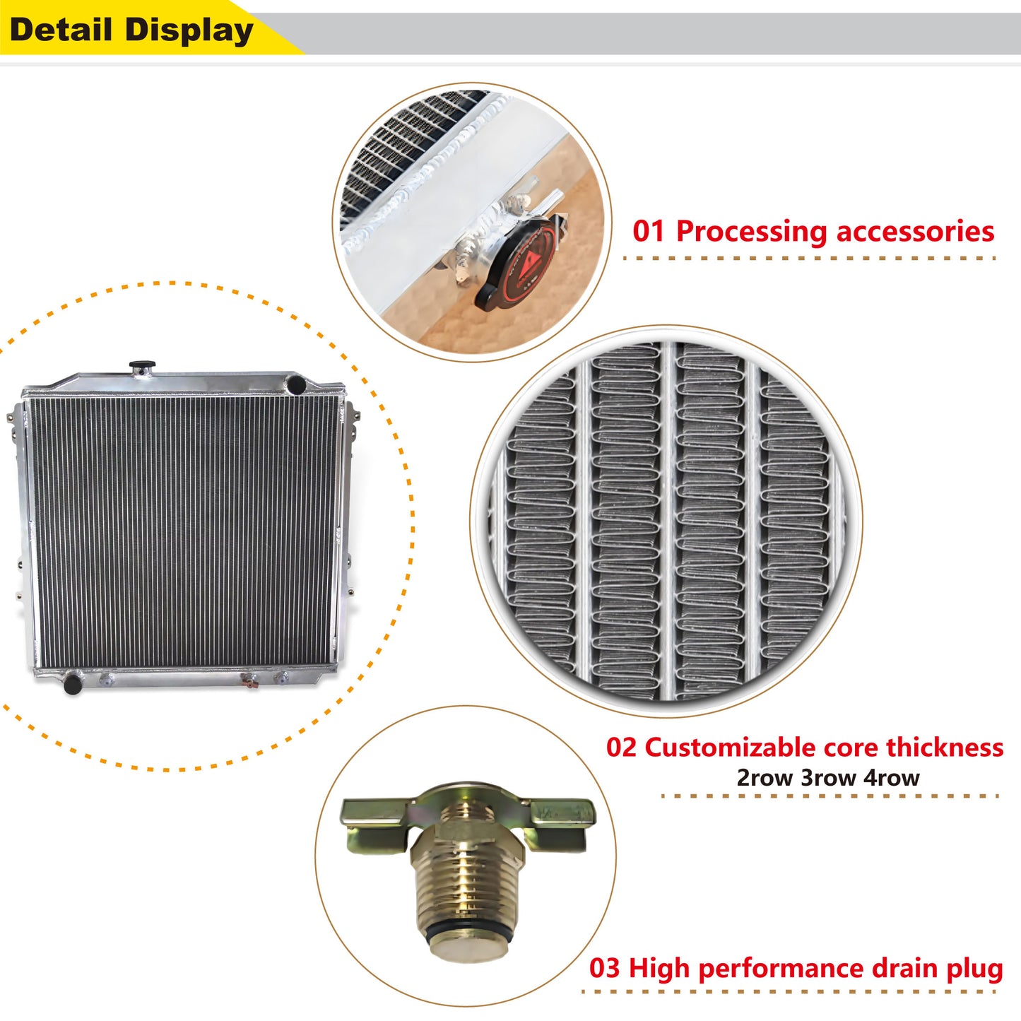 Aluminum radiator 2-row detail view Toyota 4Runner Limited (1996-2003) Direct Fit