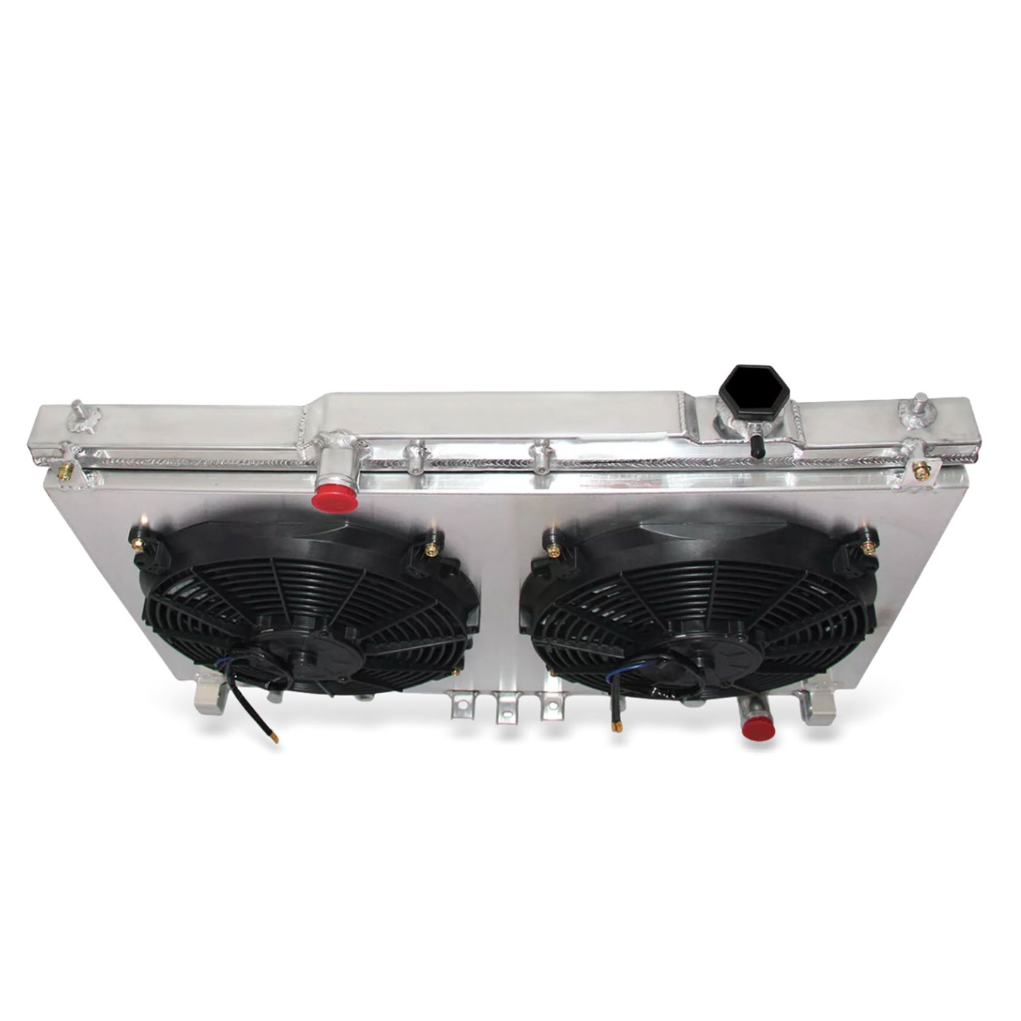 Aluminum fan shroud 2-row 34mm core top rear view Toyota Camry Solara (1997-2001) OEM Mounts