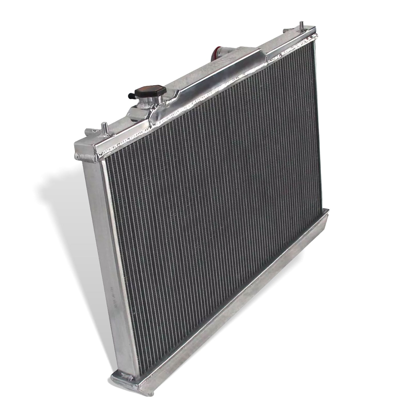 Aluminum radiator 2-row 34mm core left rear side view Toyota Camry Solara (1997-2001) OEM Mounts