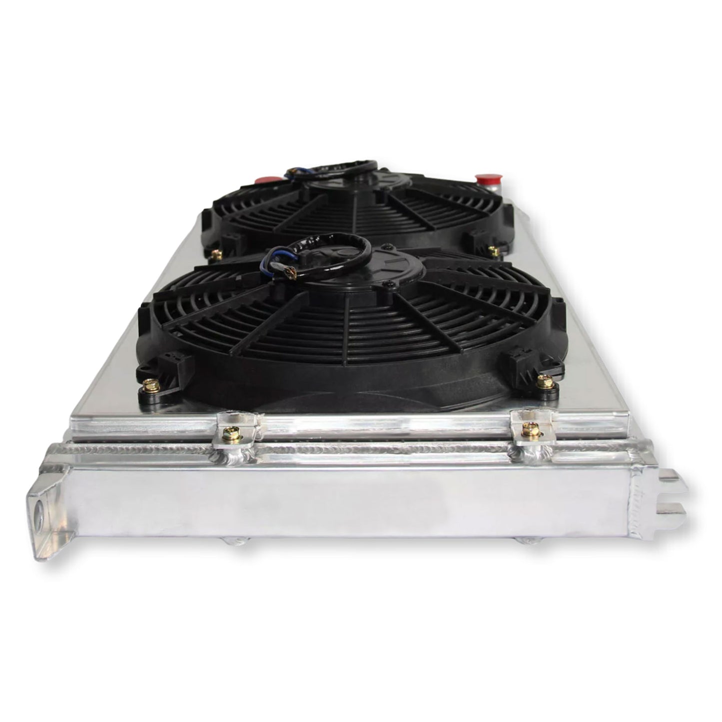 Aluminum fan shroud 2-Row Core left front side view VW Golf MK3 (1994-1998) Direct Fit