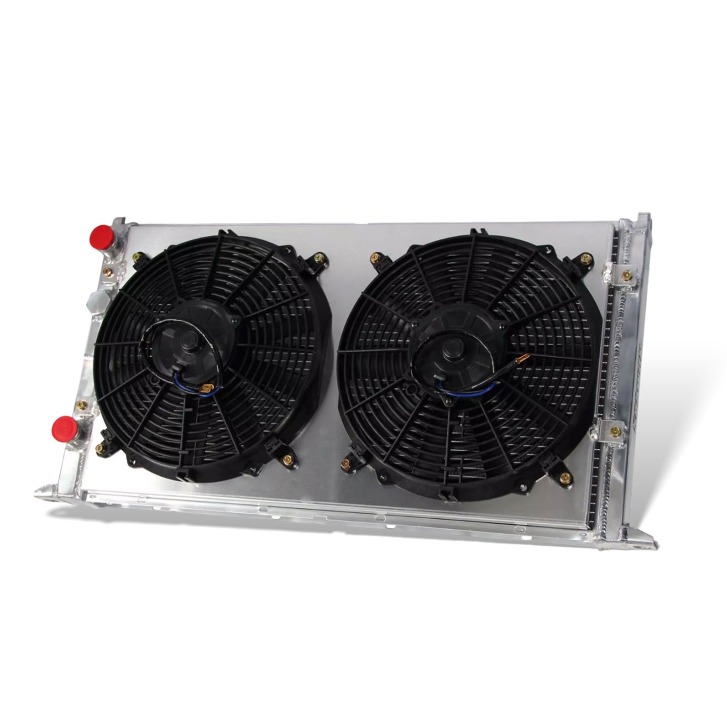 Aluminum fan shroud 2-Row Core right side view VW Golf MK3 (1994-1998) OEM Mounts