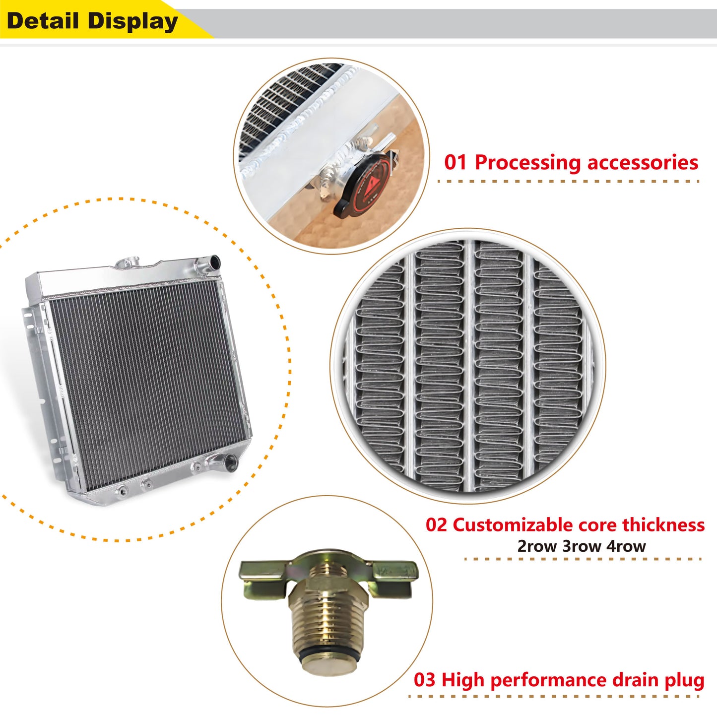 Powder-Coated Radiator Welded Seam Ford Country Squire (1962-1972) AT/MT