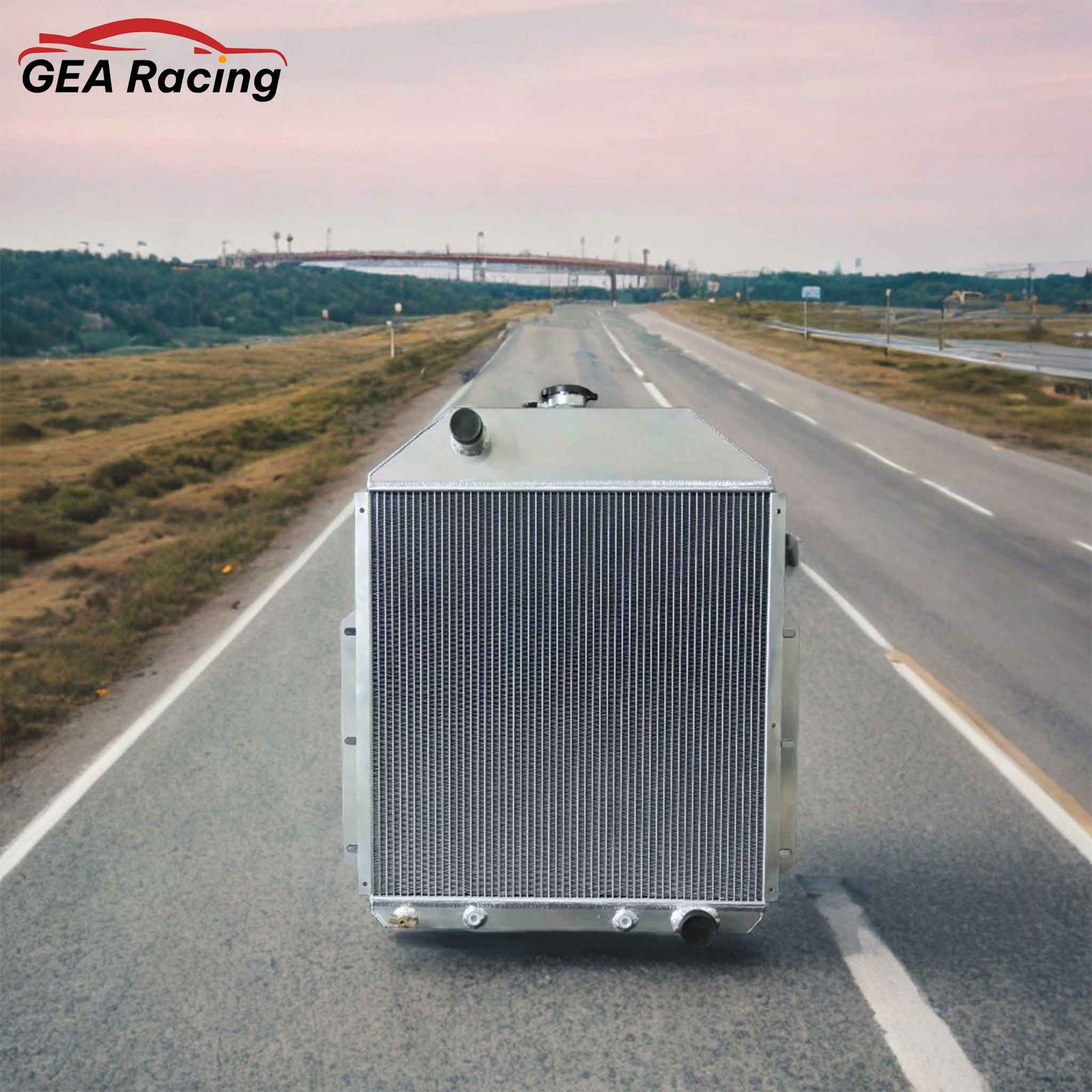 3 Row 52mm Aluminum Radiator for 1942-1952 Ford Truck Chevy F1 F2 3.5L 3.7L L6, high-performance cooling system, front angled view display