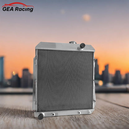 A 3-row aluminum radiator installed in the engine bay of a classic 1956 Buick Roadmaster, ensuring its 5.3L V8 stays cool.