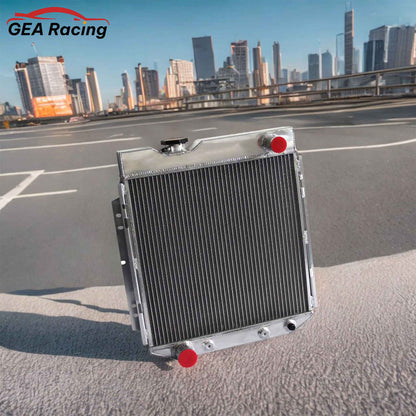 3 Row Aluminum Radiator for 1960-1966 Ford Falcon, Mustang & Mercury Comet V8, high-performance cooling system, front angled view display