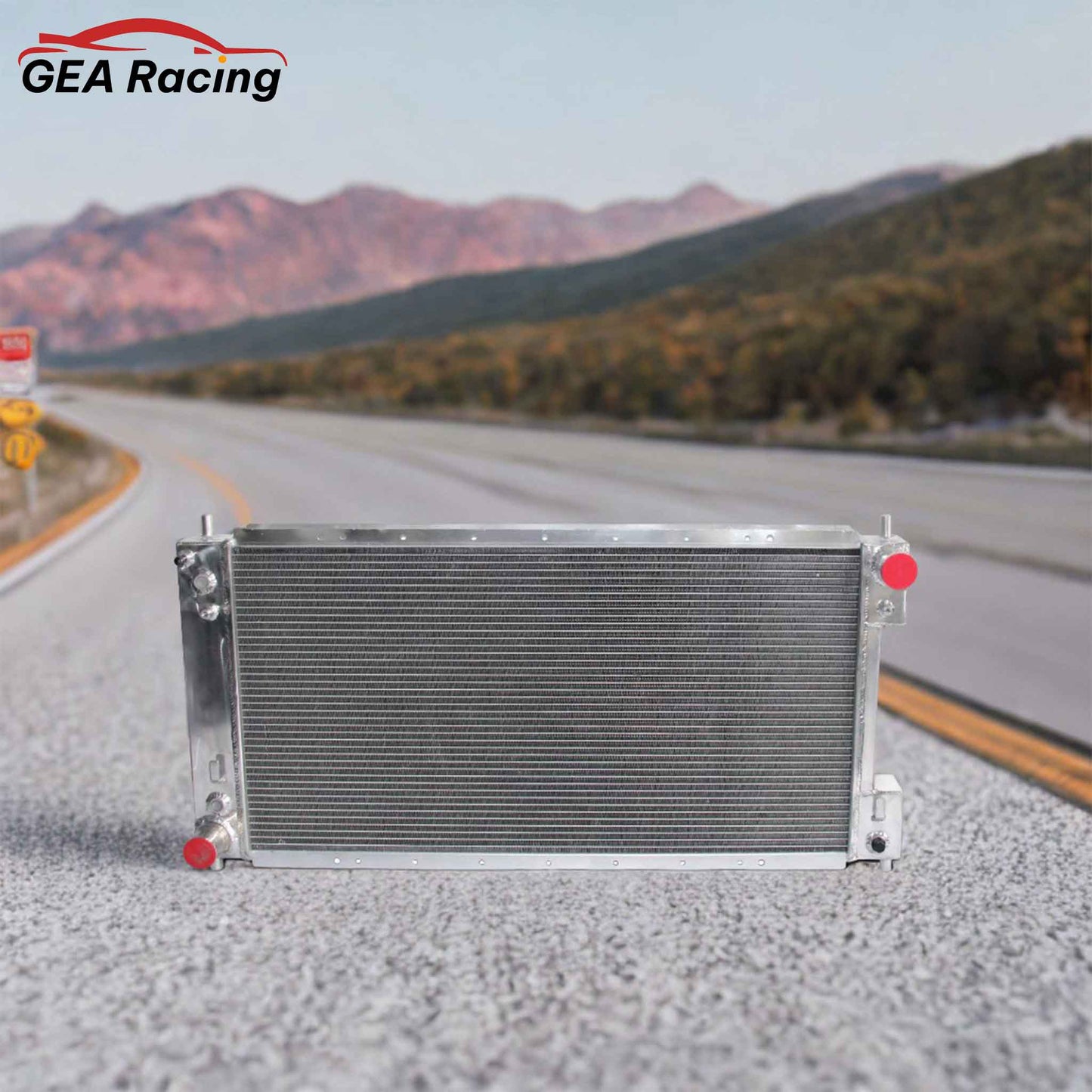 3 Row Aluminum Radiator for 1997-2004 Ford Expedition, F-150, F-250, F-350 Series XLT V8 & V6, high-performance cooling system, front angled view display