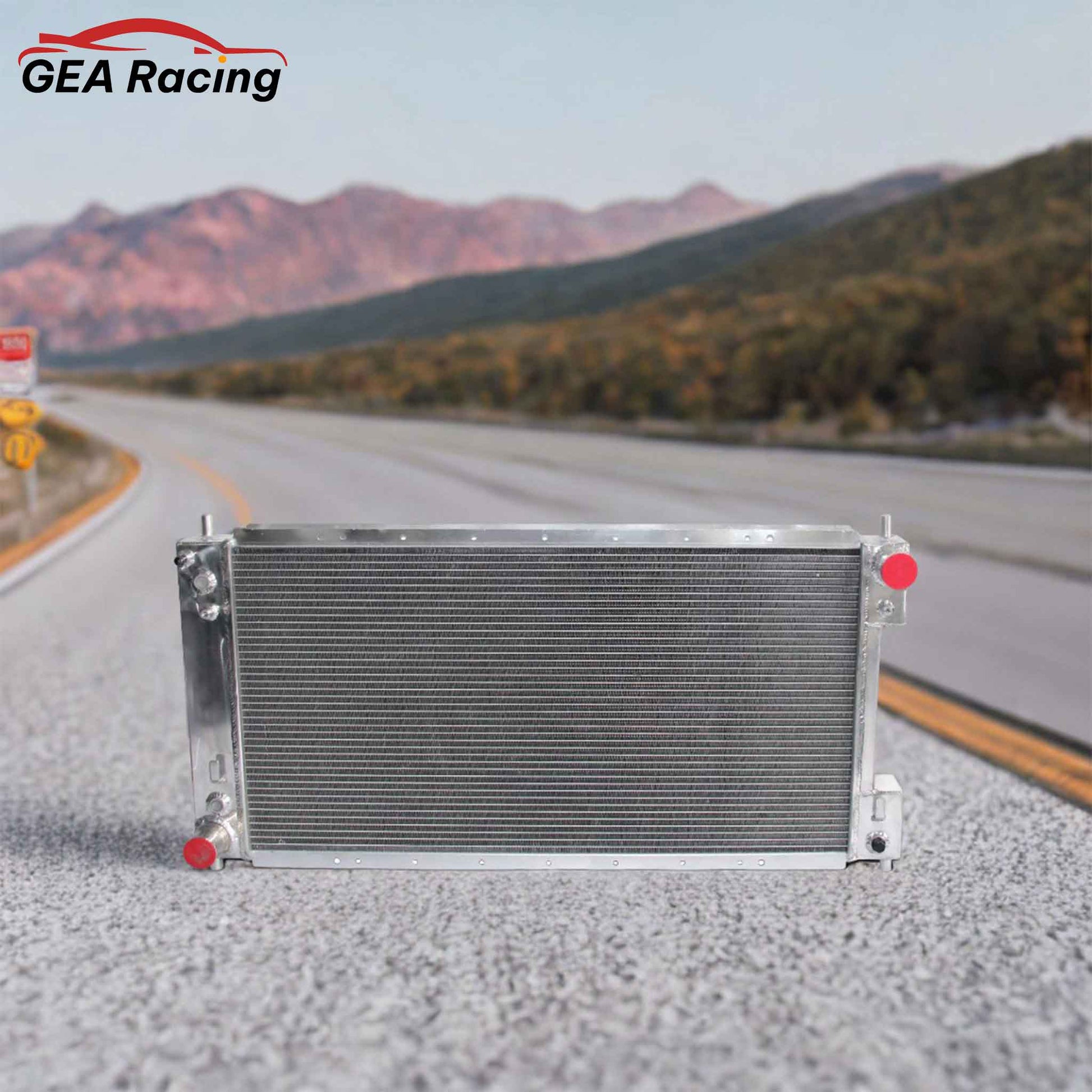 3 Row Aluminum Radiator for 1997-2004 Ford Expedition, F-150, F-250, F-350 Series XLT V8 & V6, high-performance cooling system, front angled view display