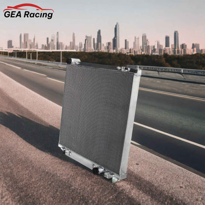 4 Row Aluminum Radiator for 1998-2005 Ford Excursion, F-250, F-350 Super Duty, high-performance cooling system, front angled view display