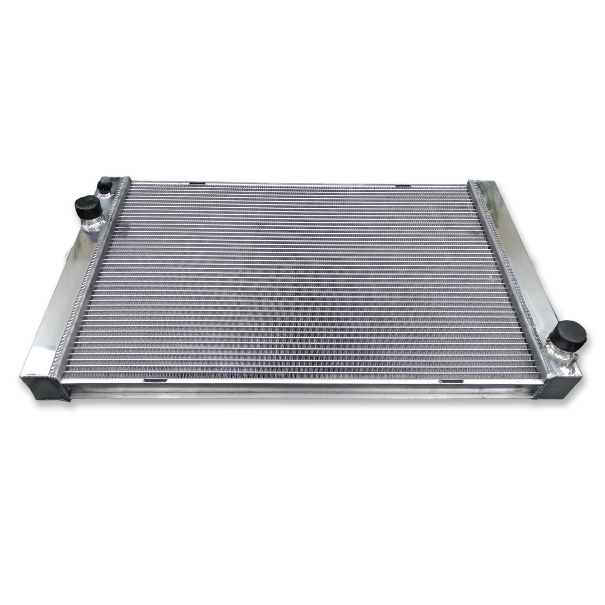 Top-down view of the Discovery II aluminum radiator, focusing on the high-pressure radiator cap and filler neck design.