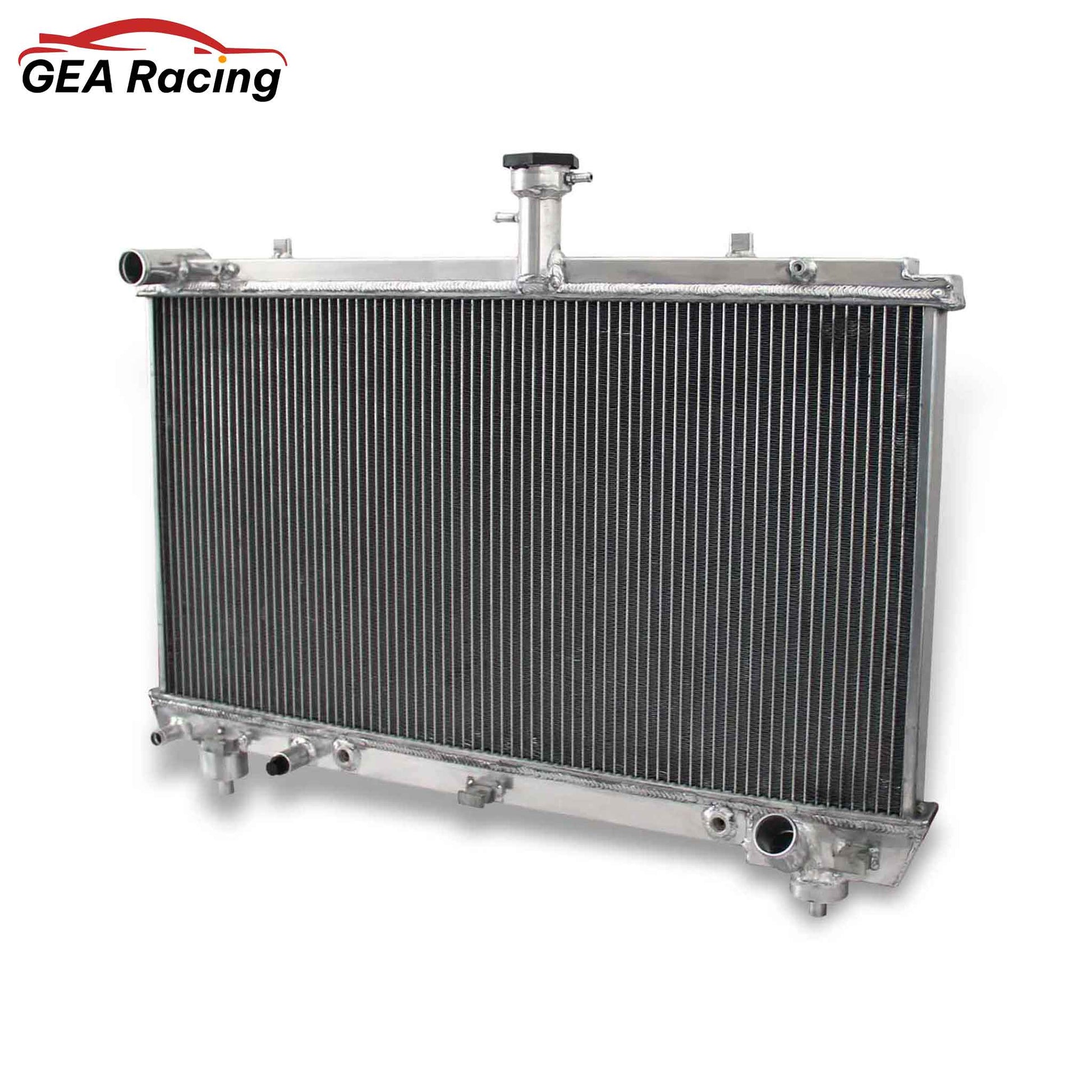 Right side profile of the 2-row aluminum radiator for the 2012-2015 Chevy Camaro 6.2L V8 and 3.2L V6, showing core thickness.